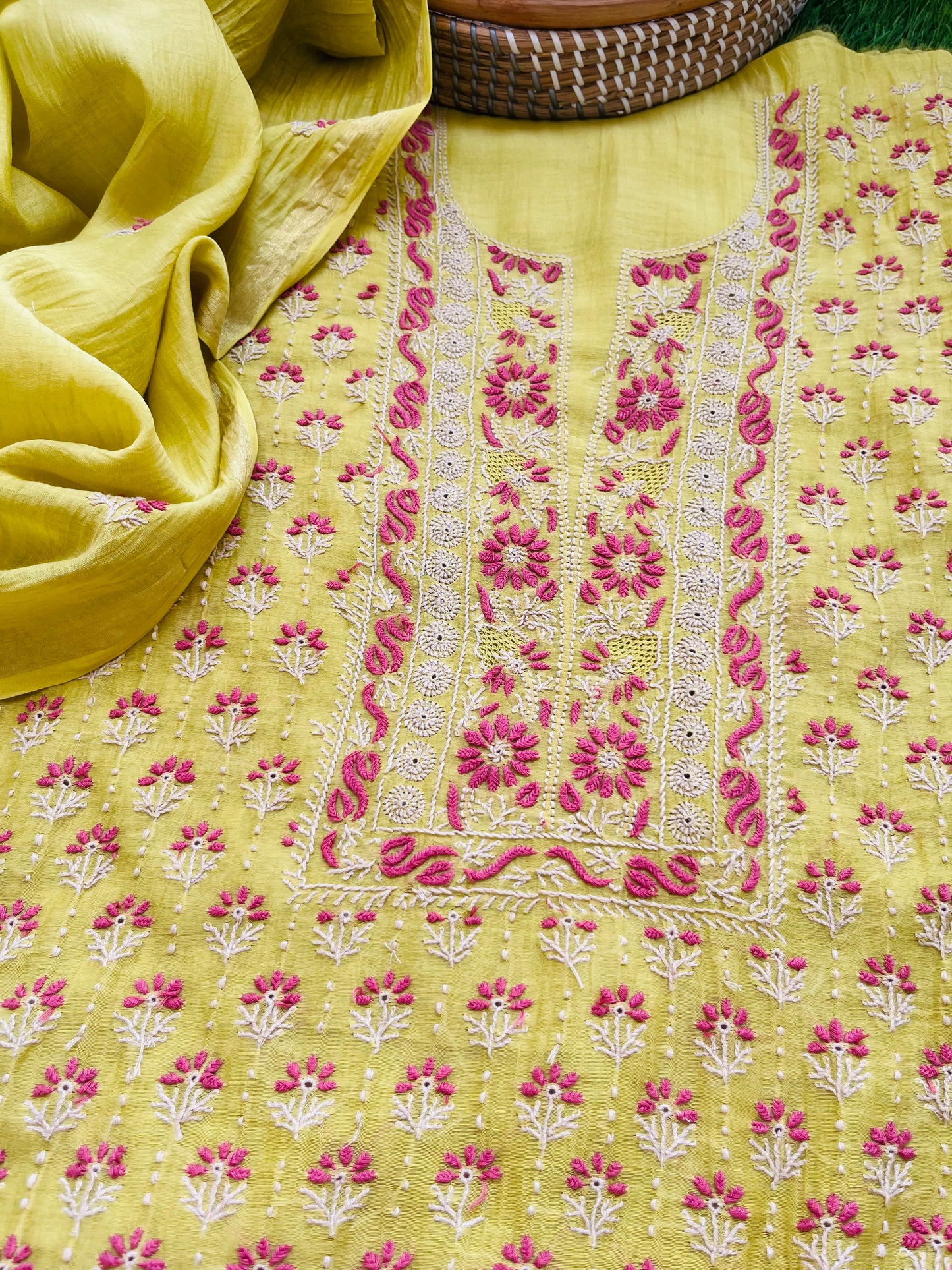 Chanderi Chikankari Kurta Dupatta