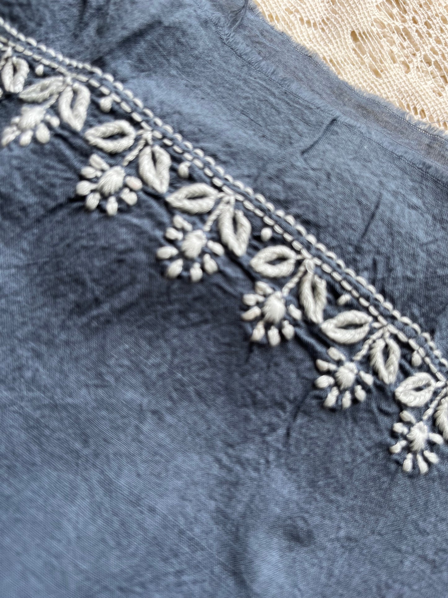 Chanderi Chikankari kurta with tussar dupatta