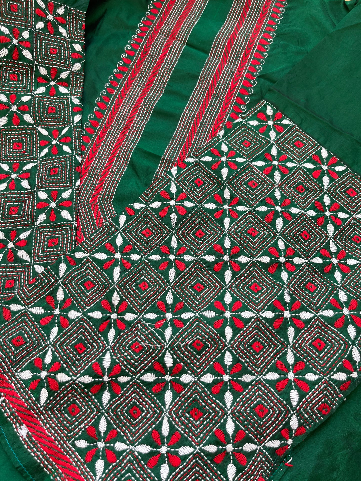 Silk Kantha work kurta fabric
