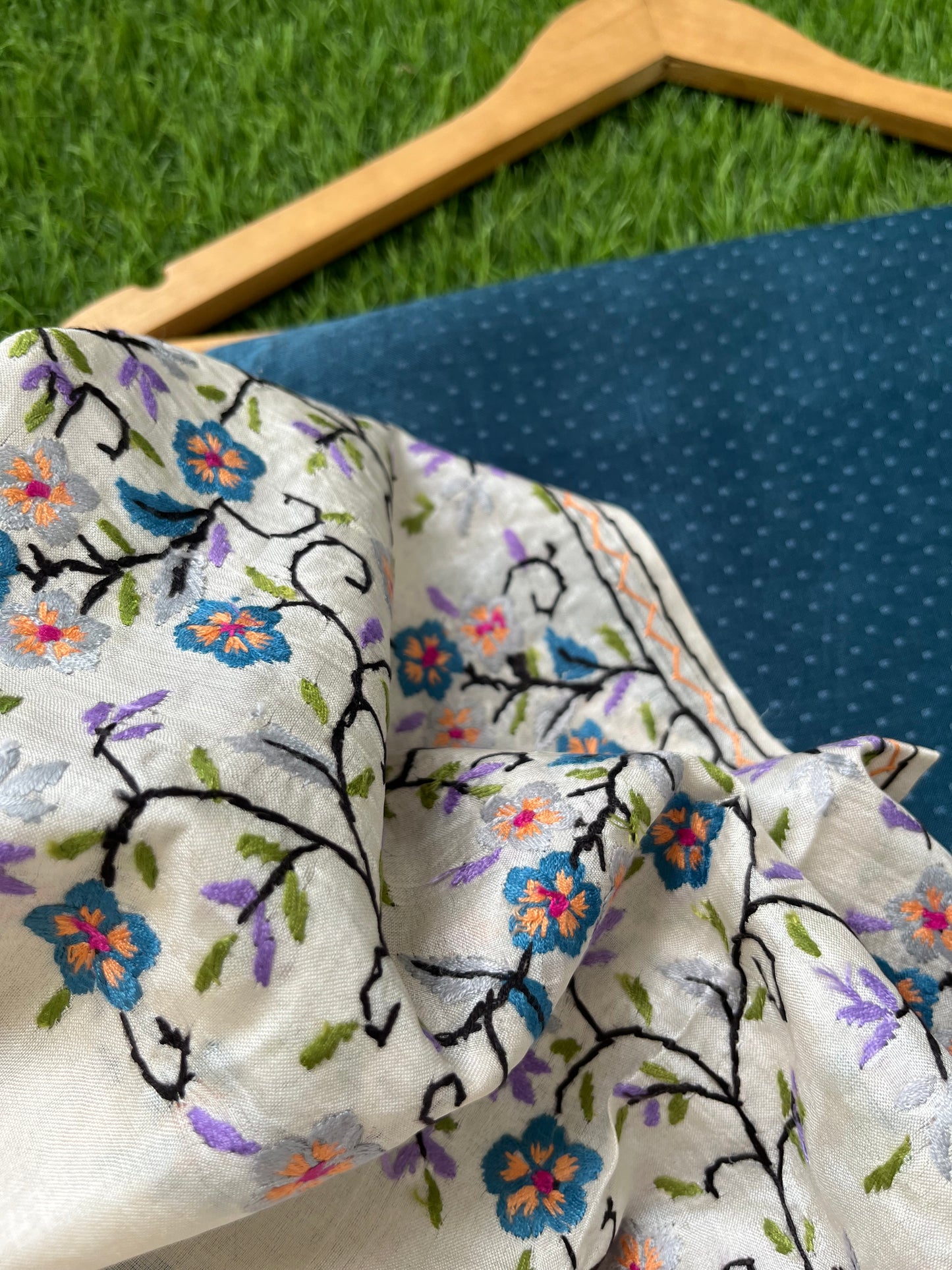 Silk needle work Dupatta mashru kurta Bottom fabric