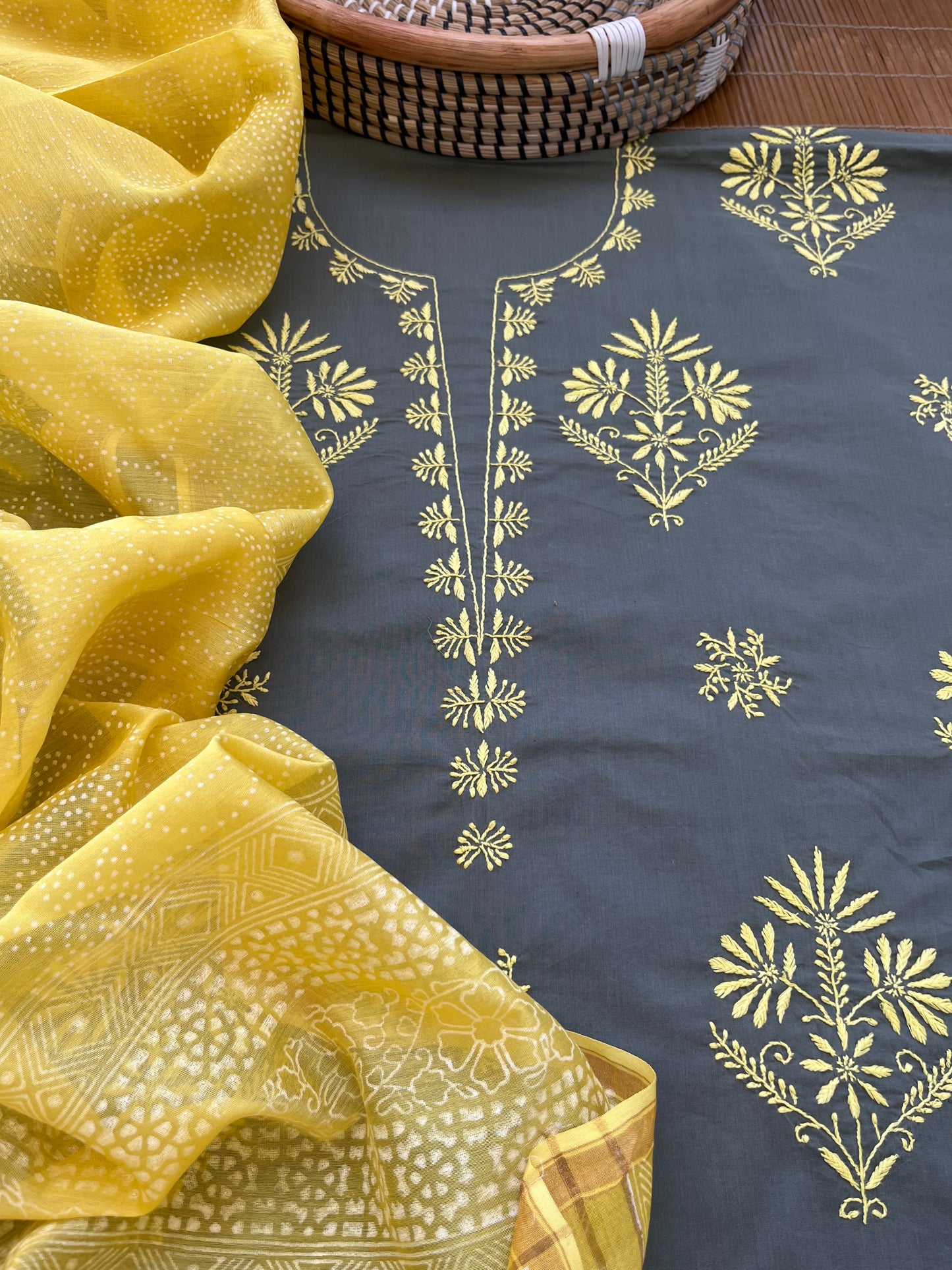 Cotton chikan kurta bottom