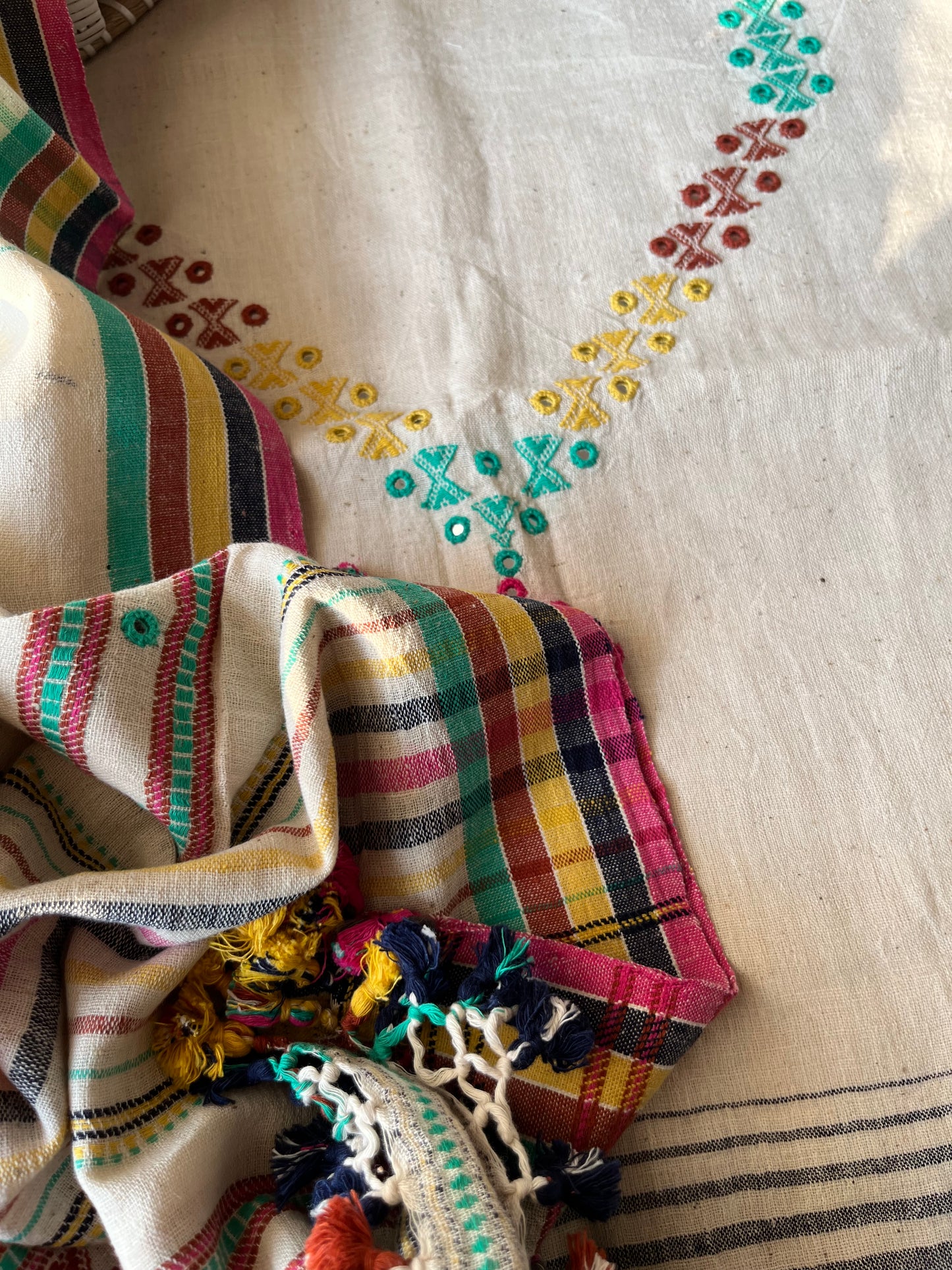 Handwoven organic kala Cotton kurta bottom dupatta