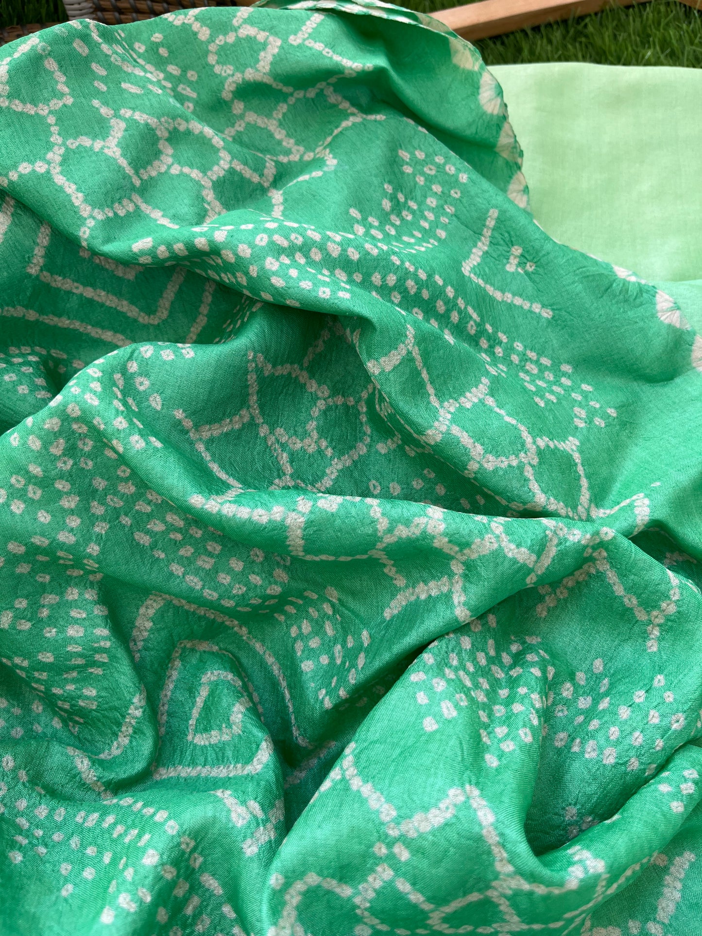 Tussar silk Bandhani dupatta plain kurta