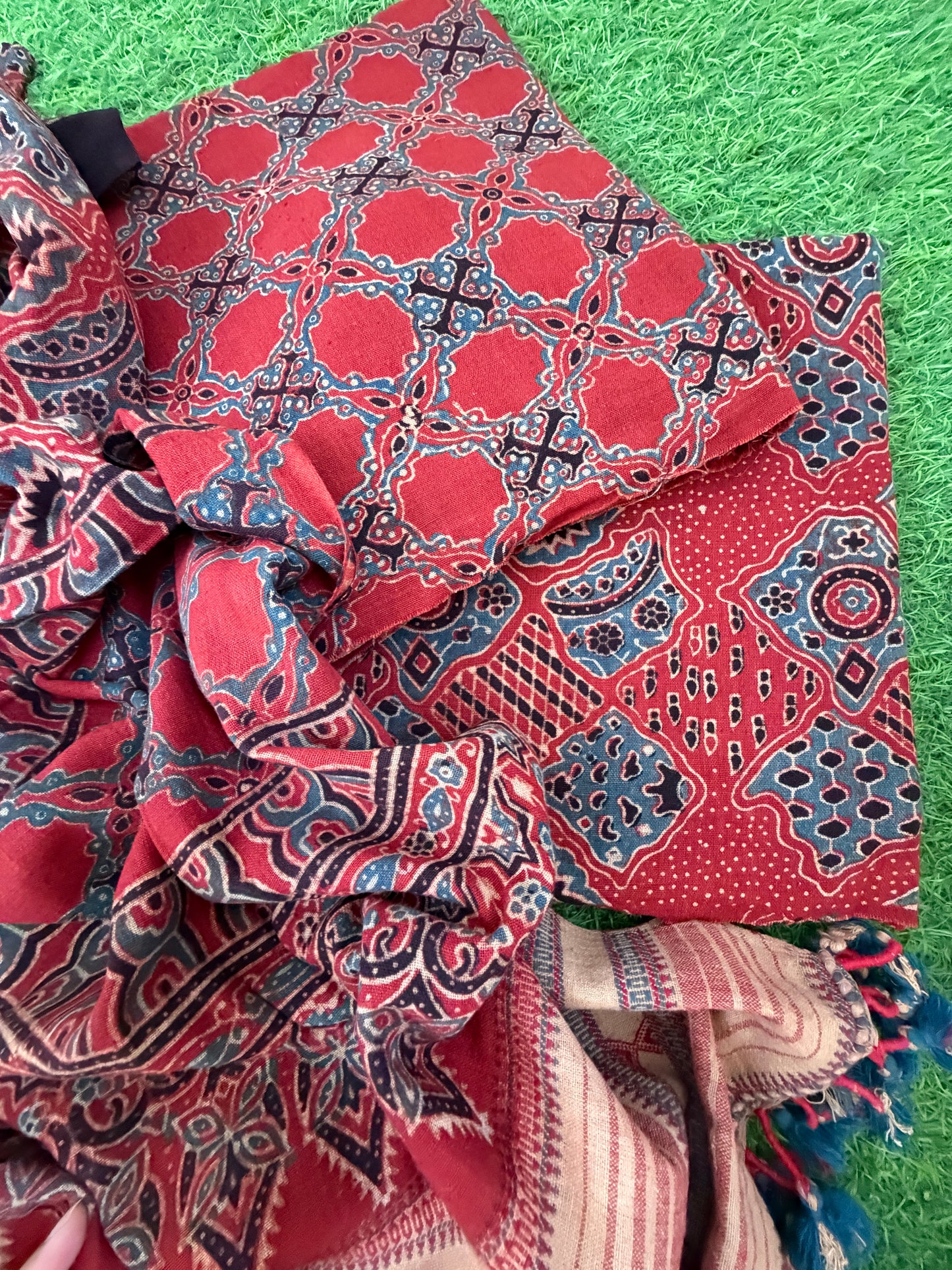 Kala Cotton Ajrakh Kurta bottom and dupatta