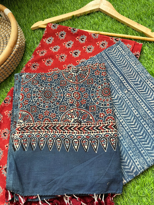 Ajrakh cotton Kurta bottom and dupatta