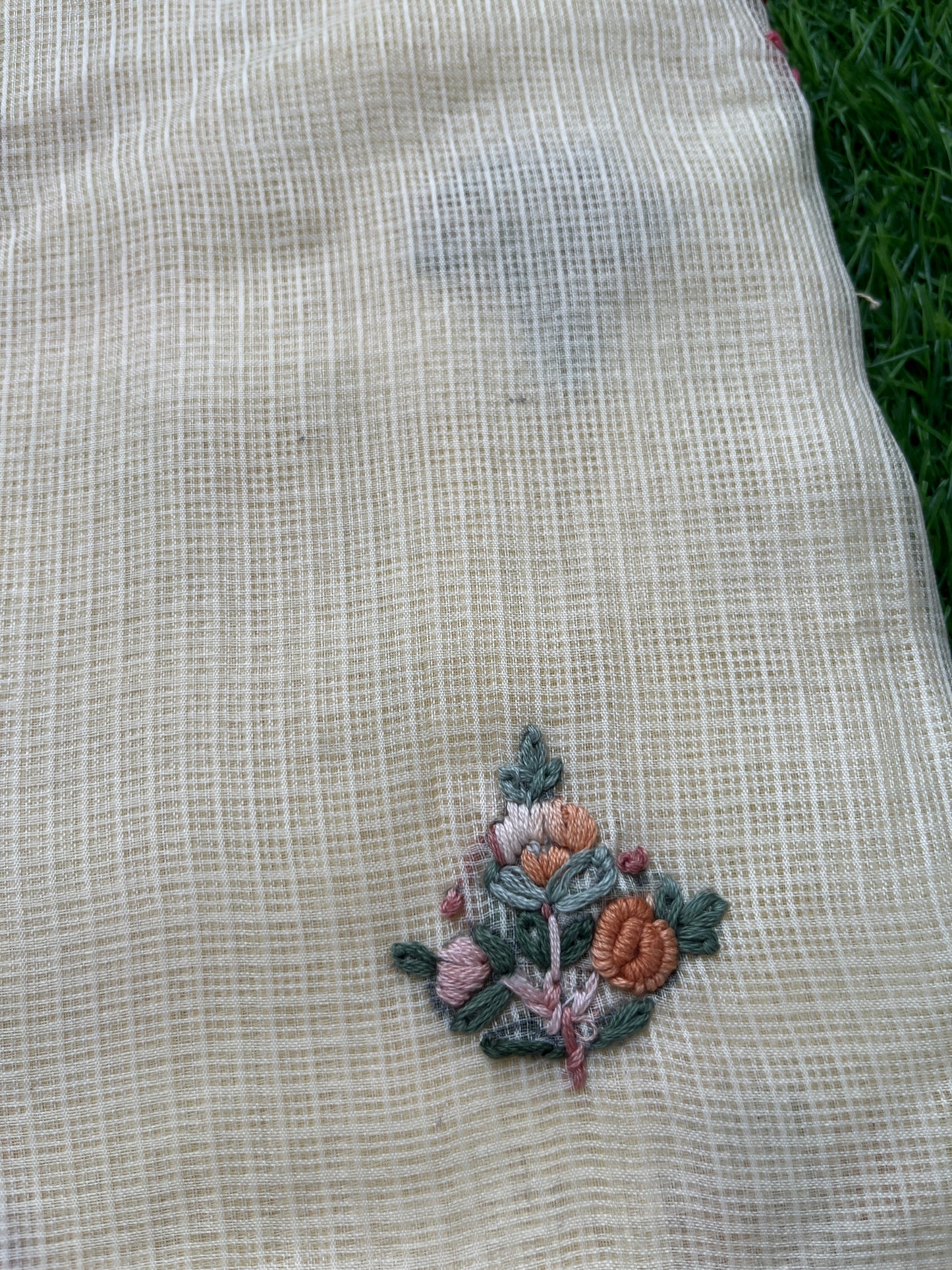 Kota hand embroidered kurta dupatta and plain bottom fabric