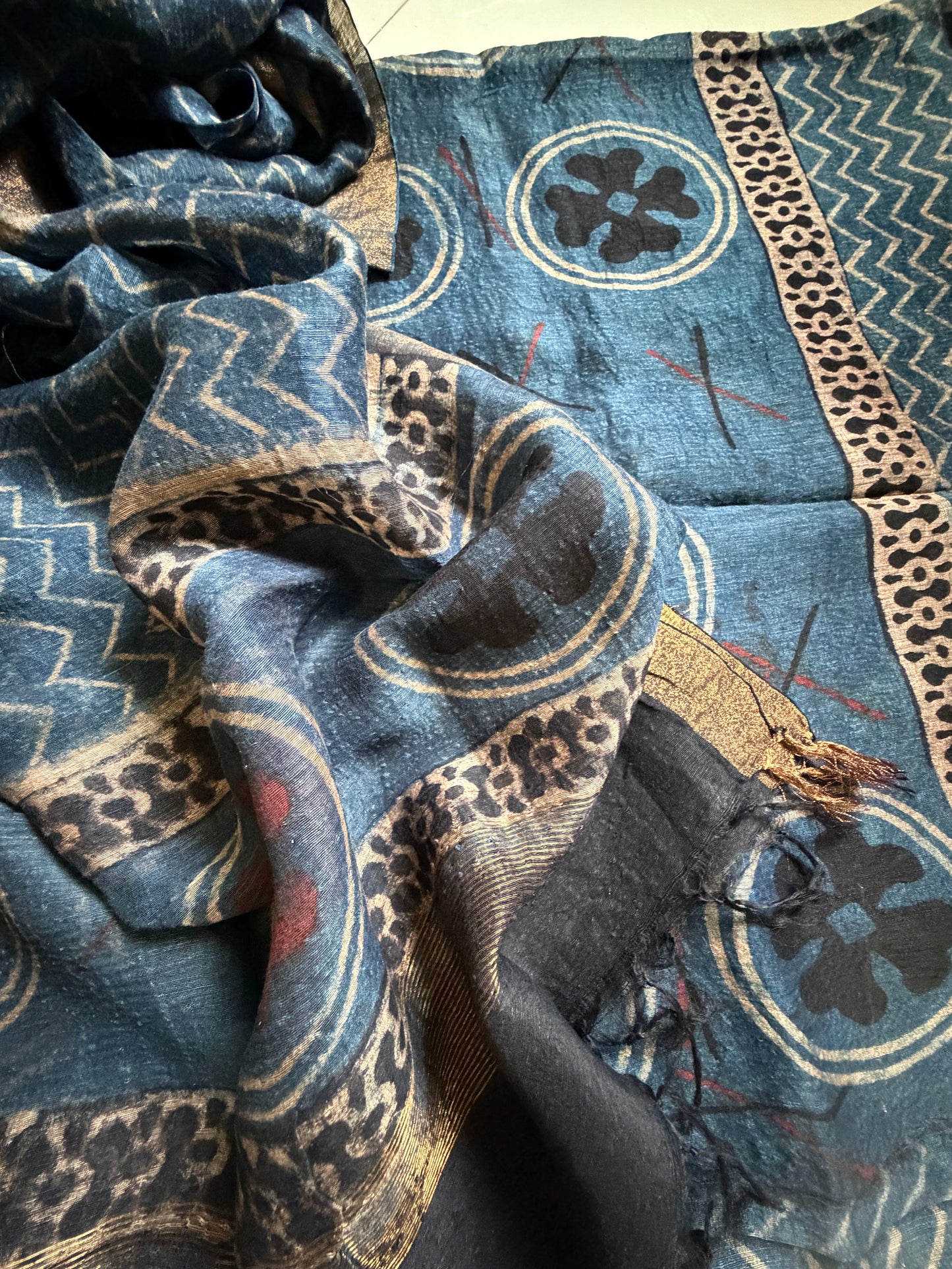 Linen Ajrakh Kurta and dupatta