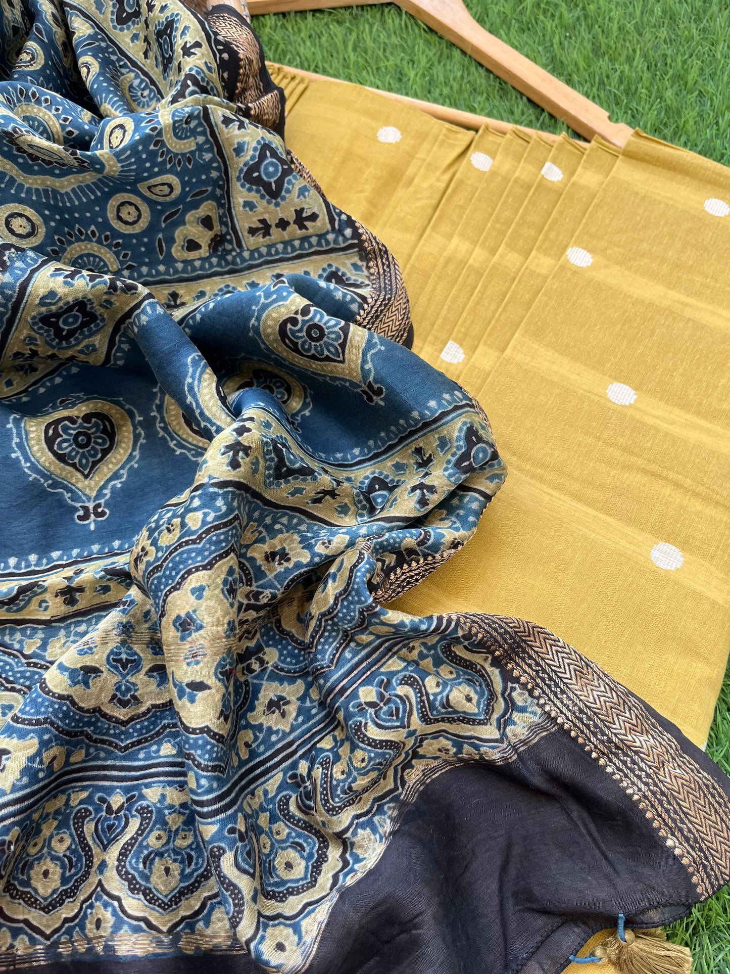 Chanderi ajrakh dupatta mangalgiri kurta bottom