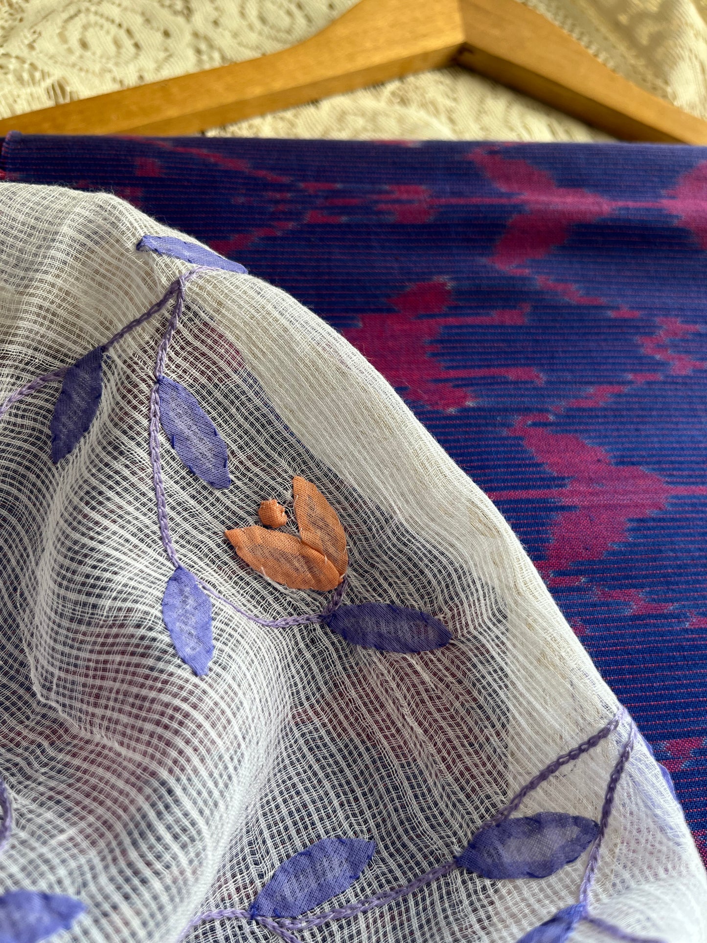 Cotton ikkat kurta bottom chikankari dupatta