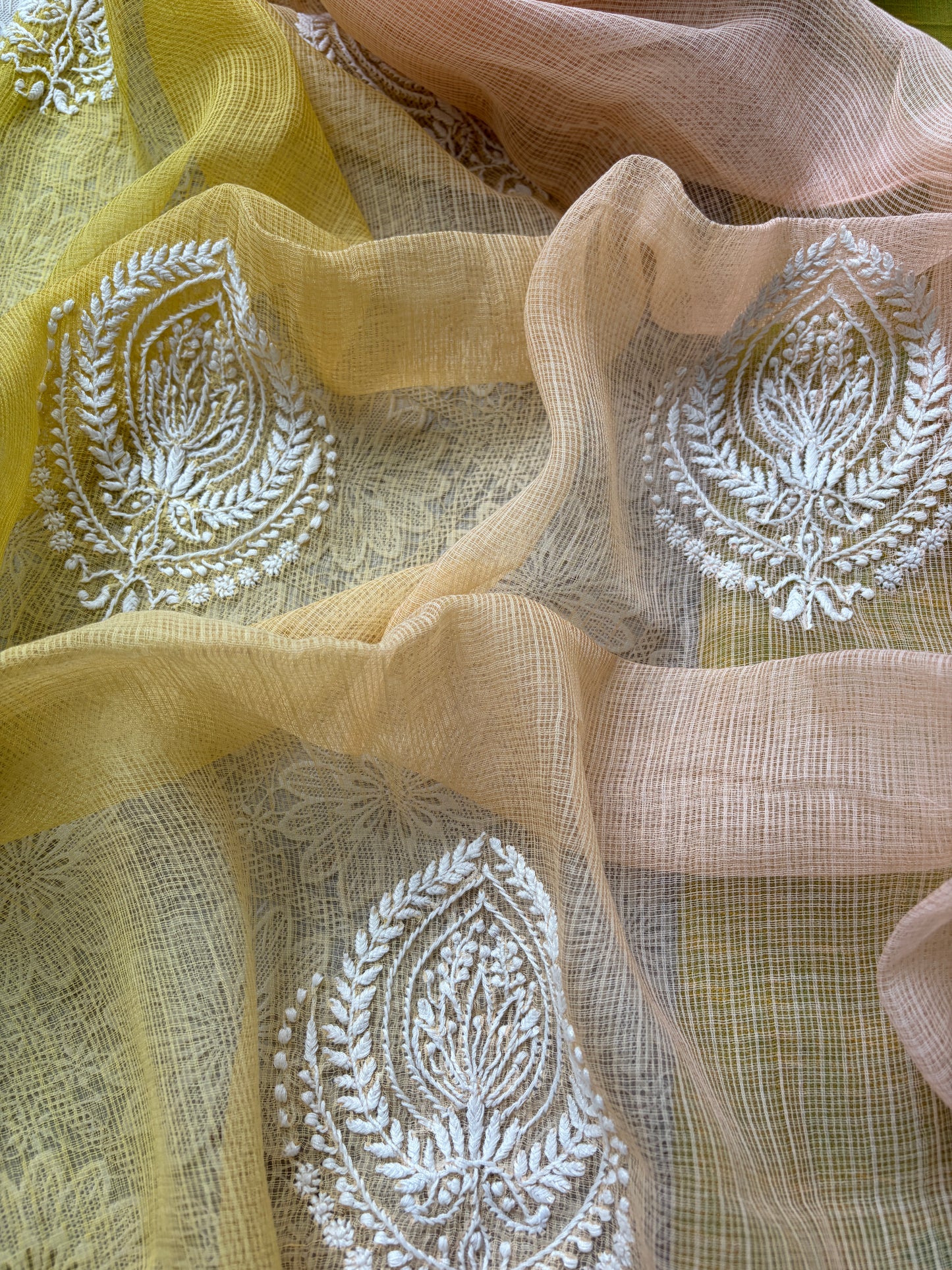 Mangalgiri kurta bottom Kota Doria chikankari dupatta