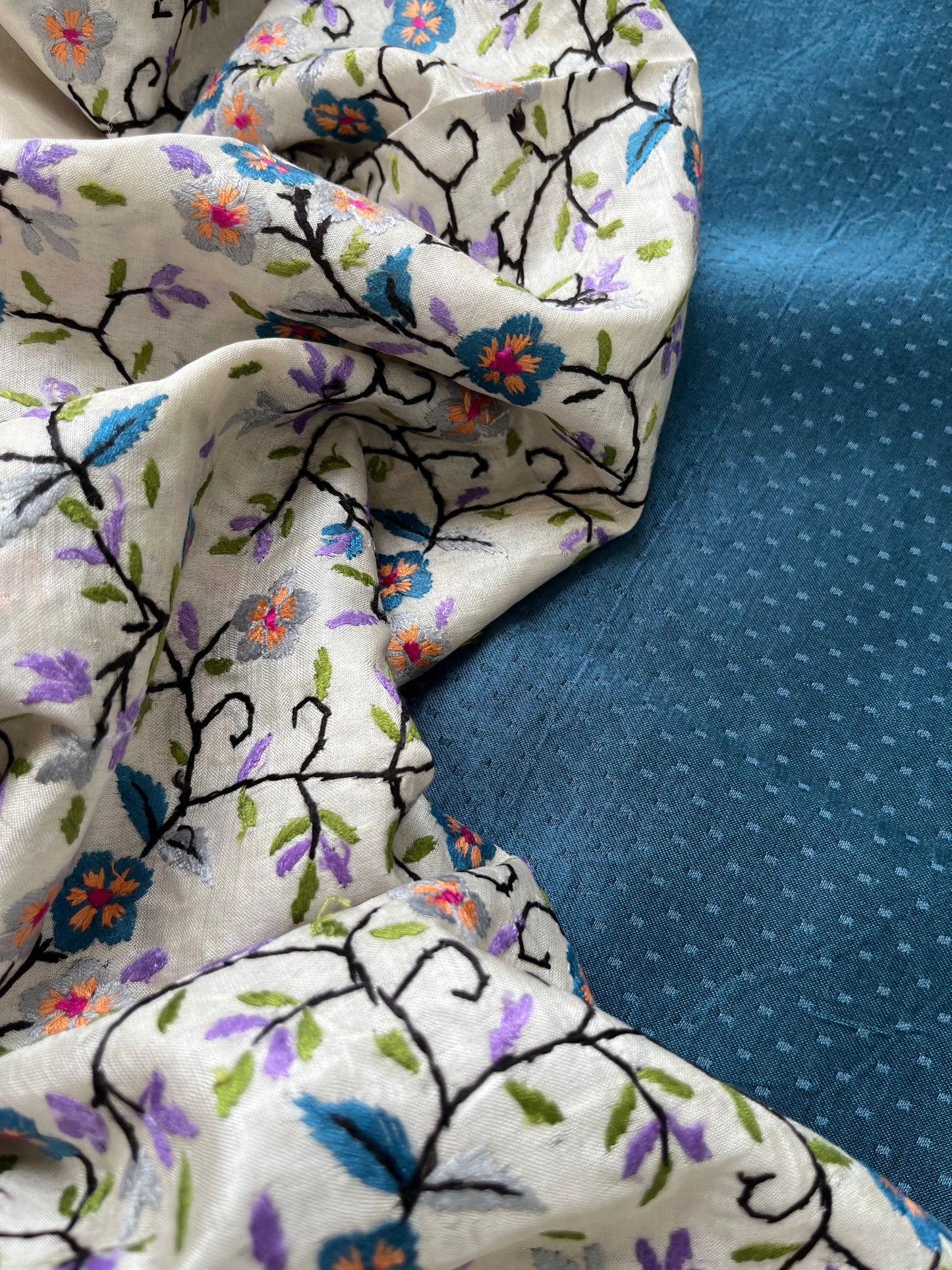 Silk needle work Dupatta mashru kurta Bottom fabric