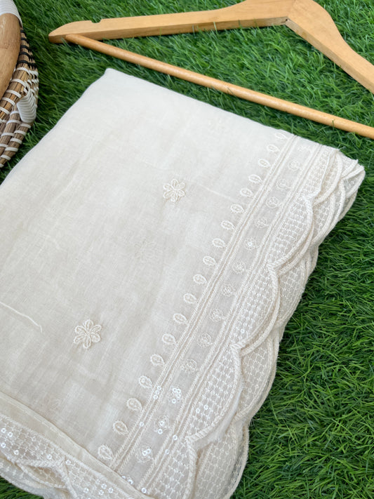 Mul scalloped Dupatta