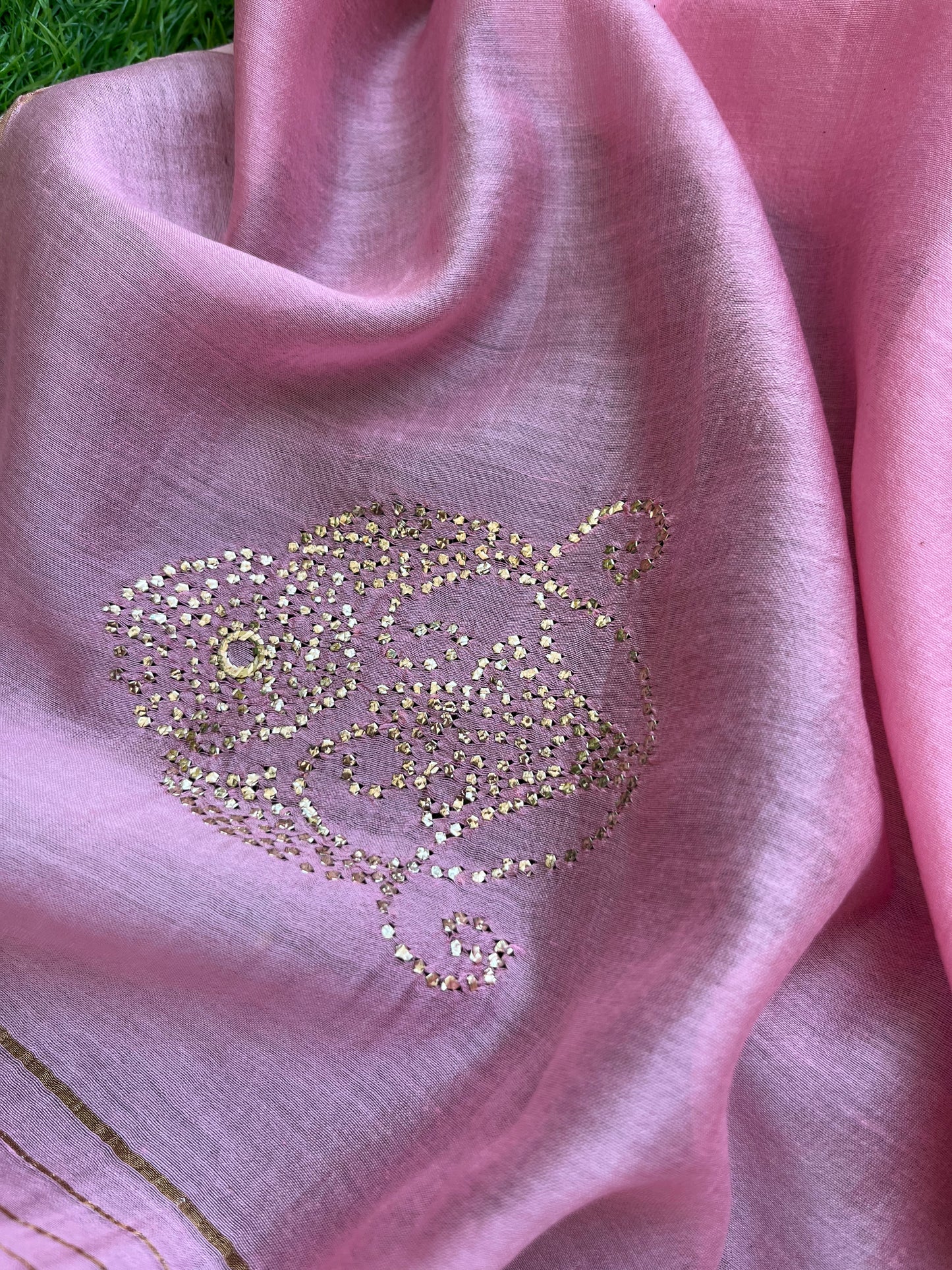 Chanderi Mukaish work Dupatta plain suit fabric
