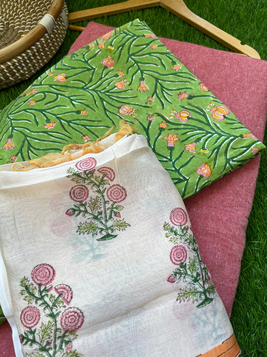 Cotton kurta bottom chanderi dupatta