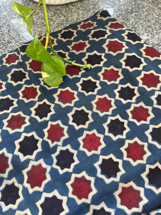 Modal Silk ajrakh fabric