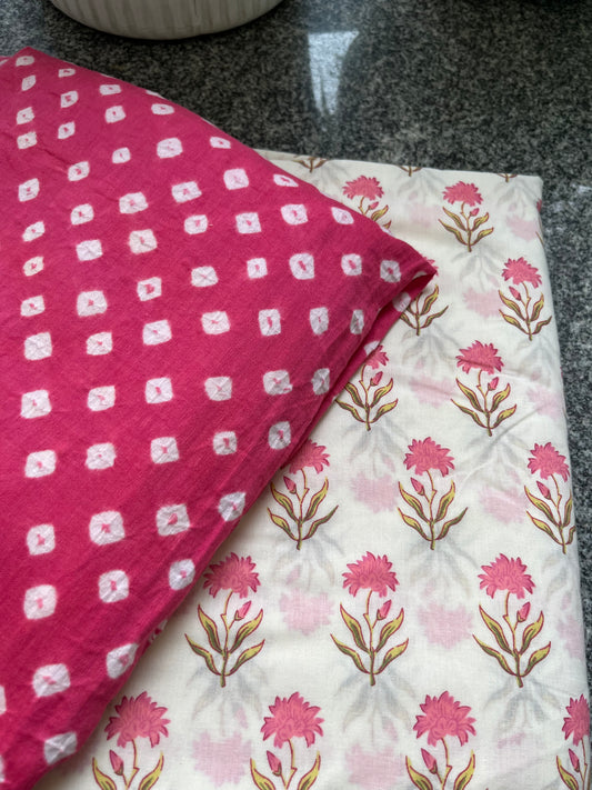 Cotton bandhani and print kurta Bottom