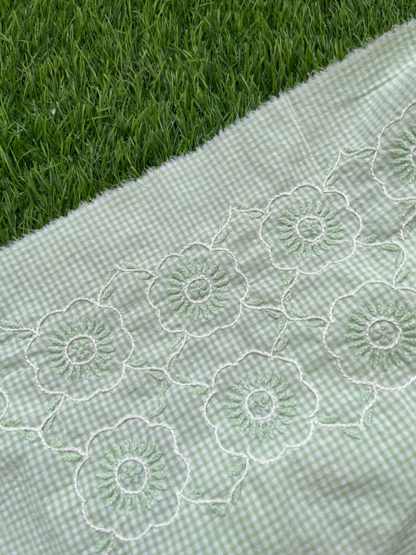 Cotton check chikan kurta