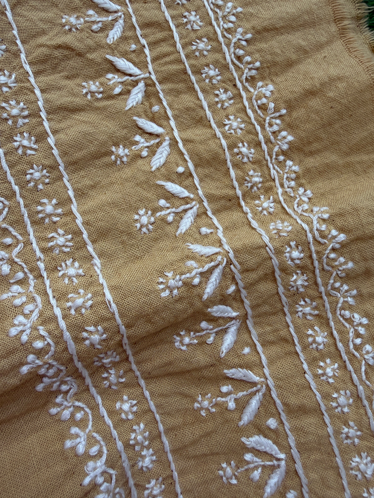 Handwoven khadi Cotton kurta mul chikankari dupatta