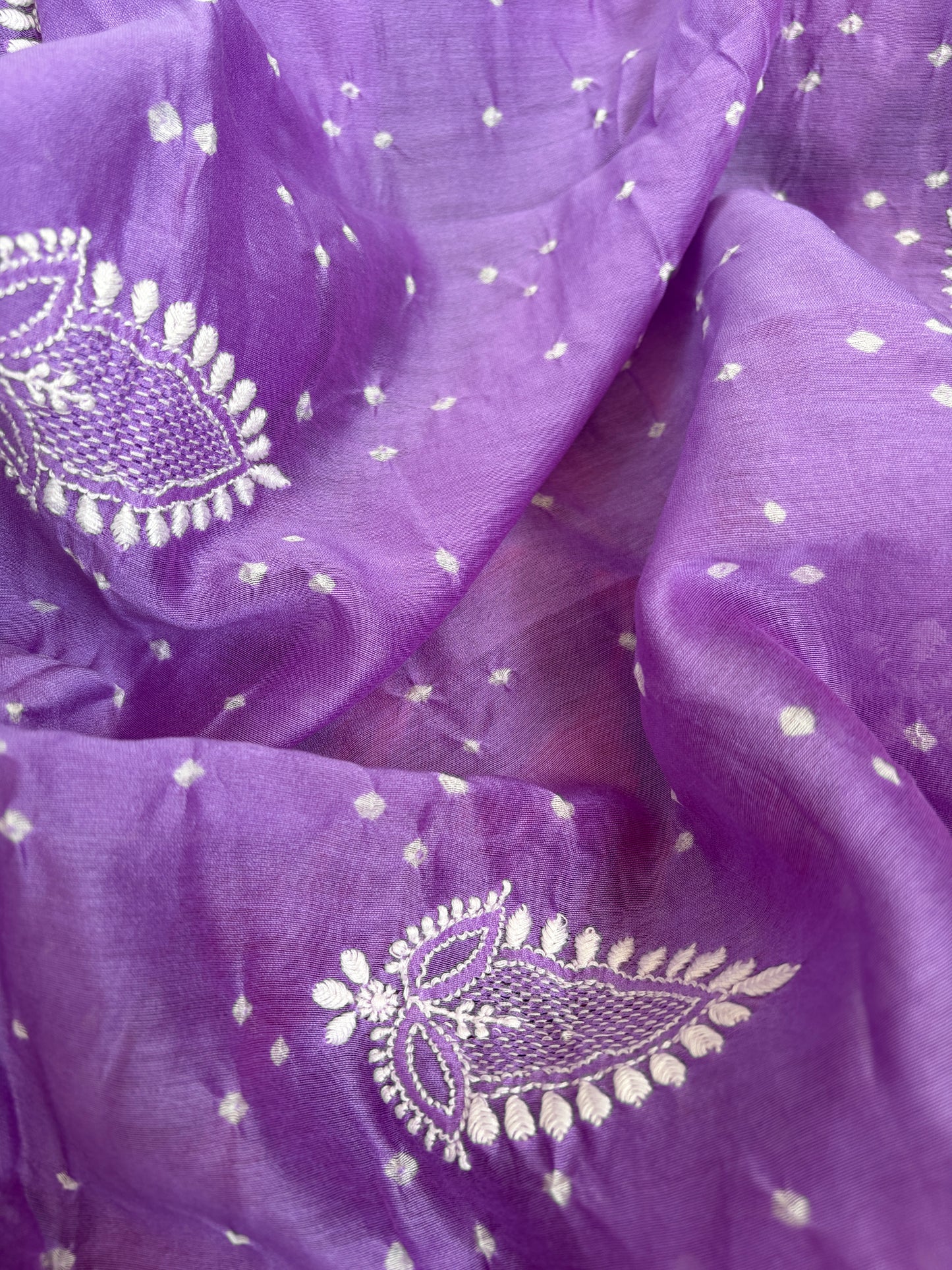 Ikkat kurta bottom pure chanderi bandhani chikankari dupatta