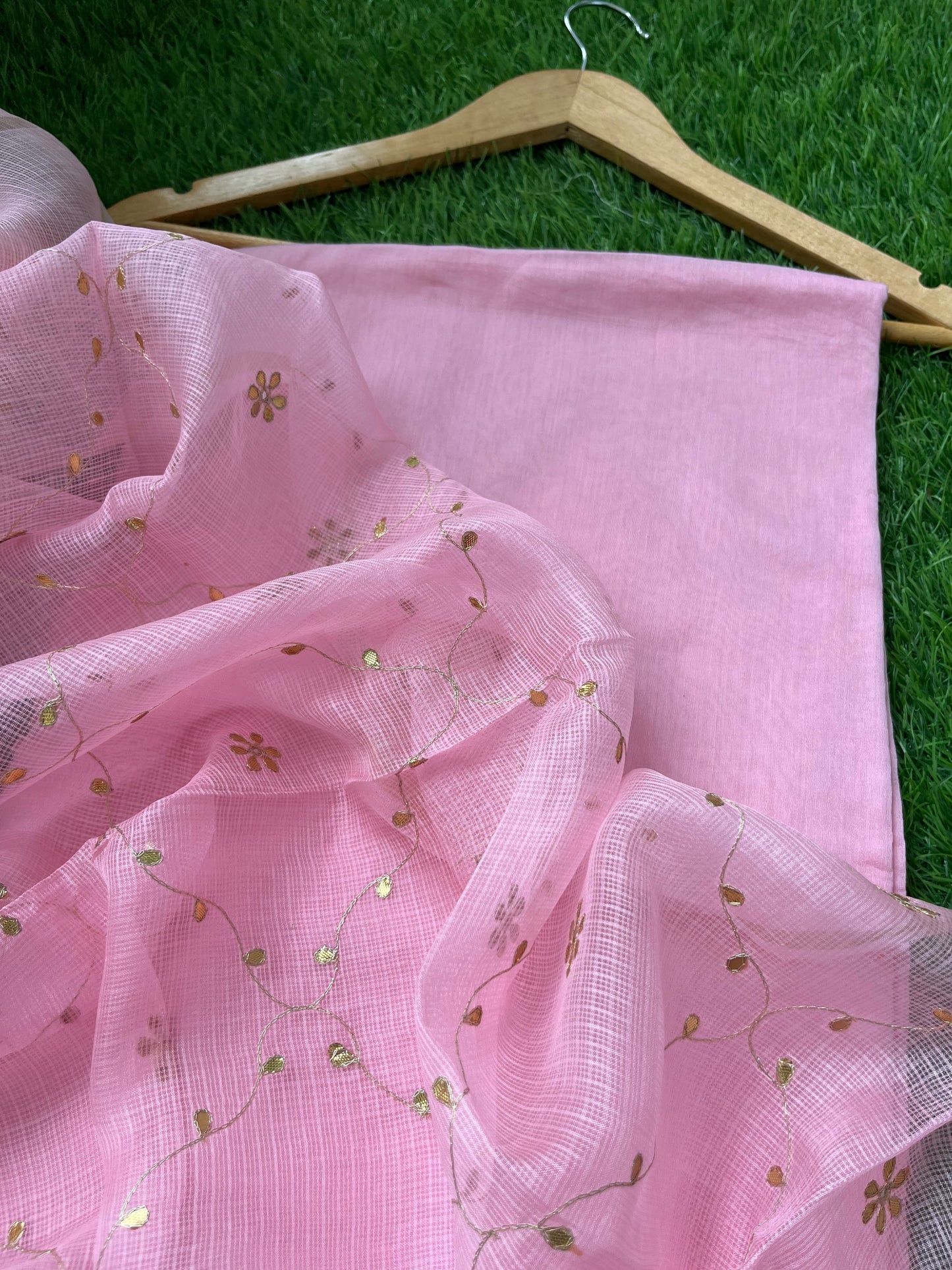 त्योहार :kota silk gota patti Dupatta with plain chanderi kurta bottom Fabric
