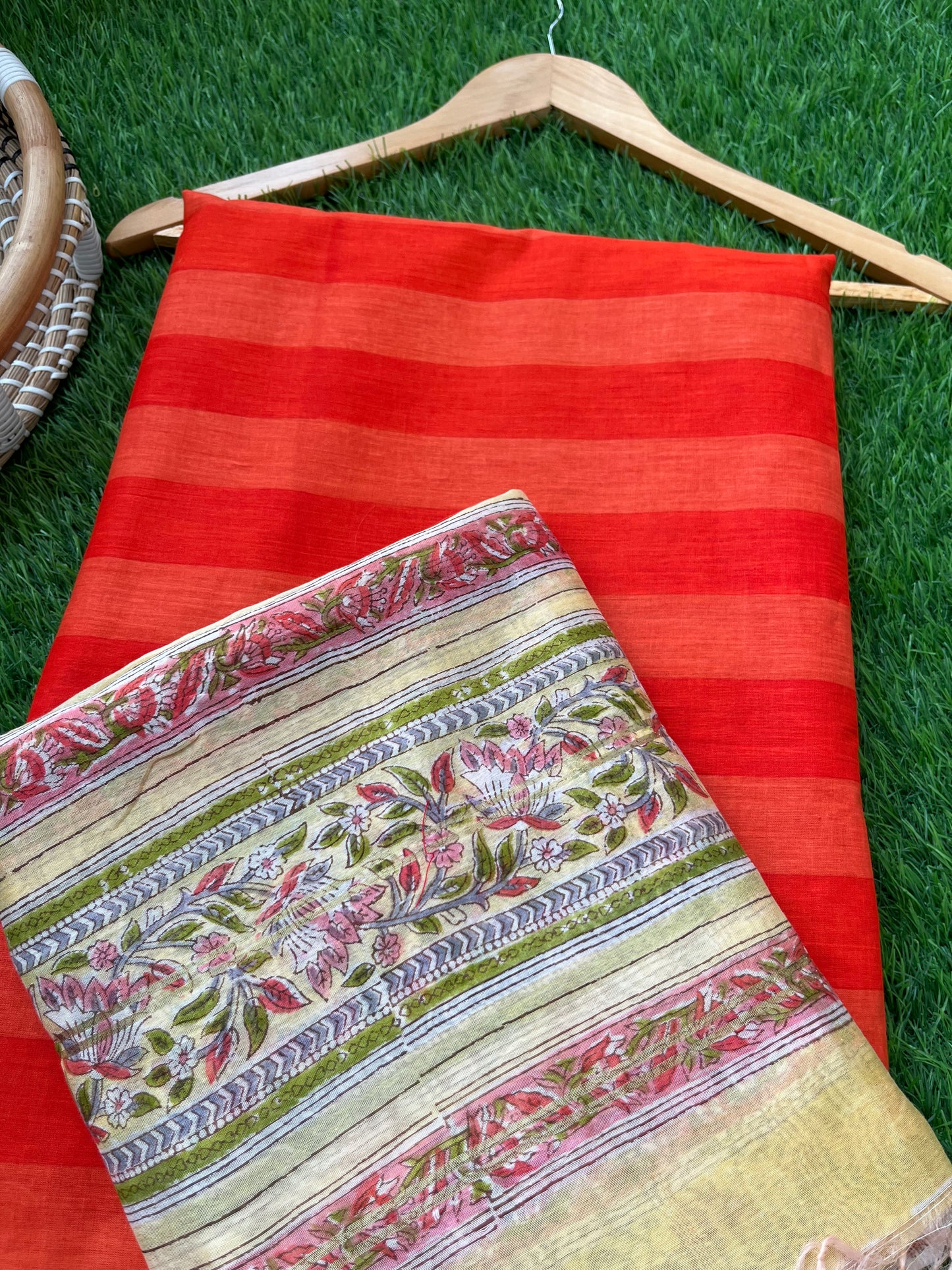Cotton striped kurta bottom bandhani dupatta