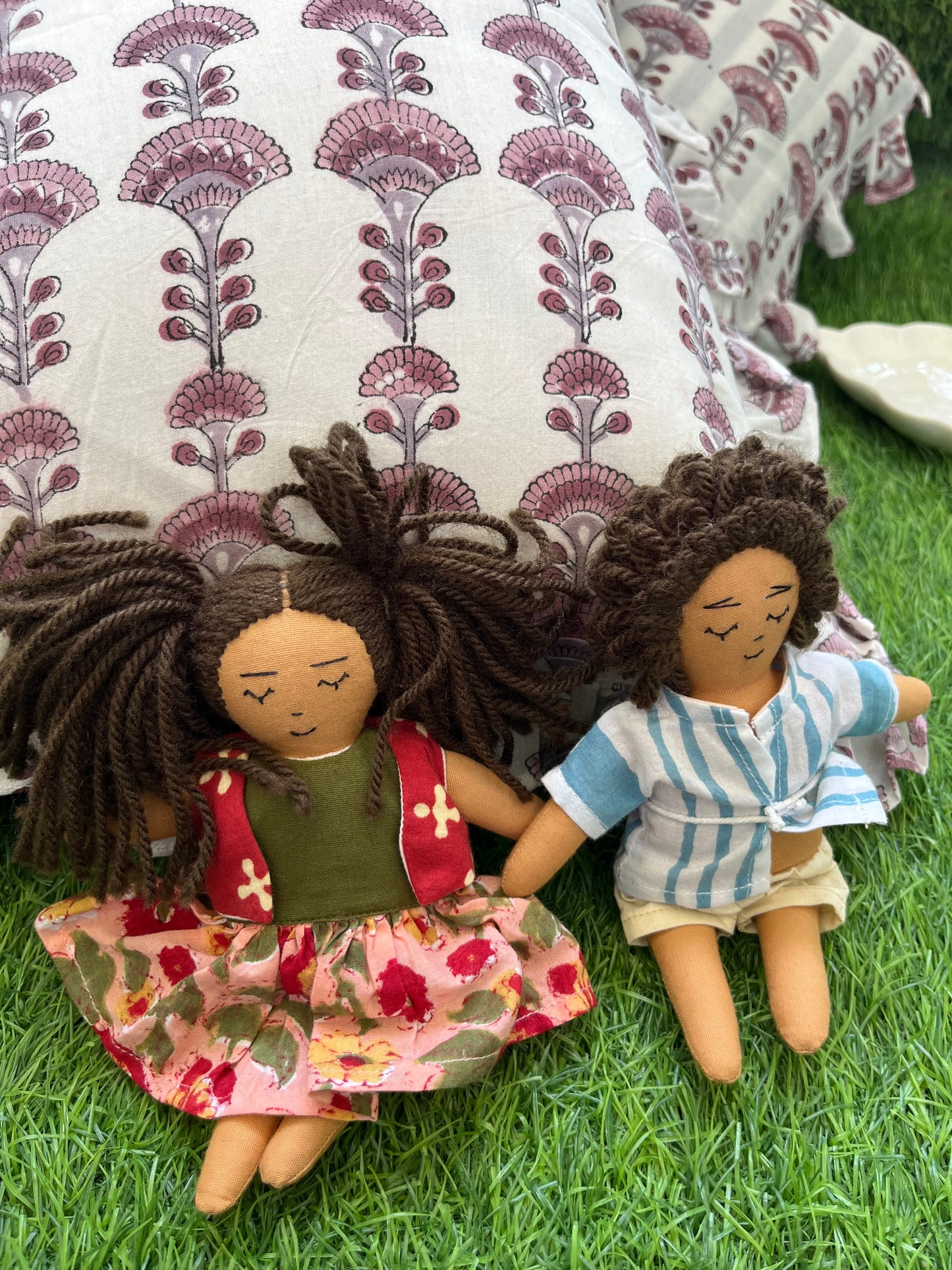 Cotton block print cushion cover