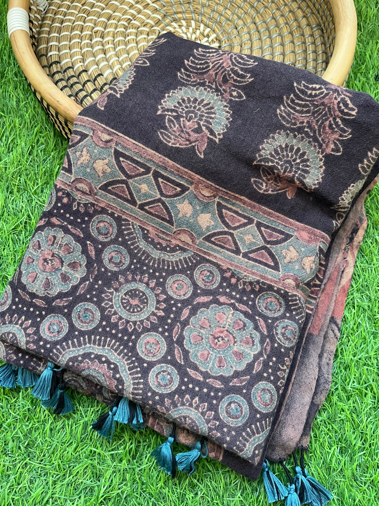 Handwoven ajrakh shawl