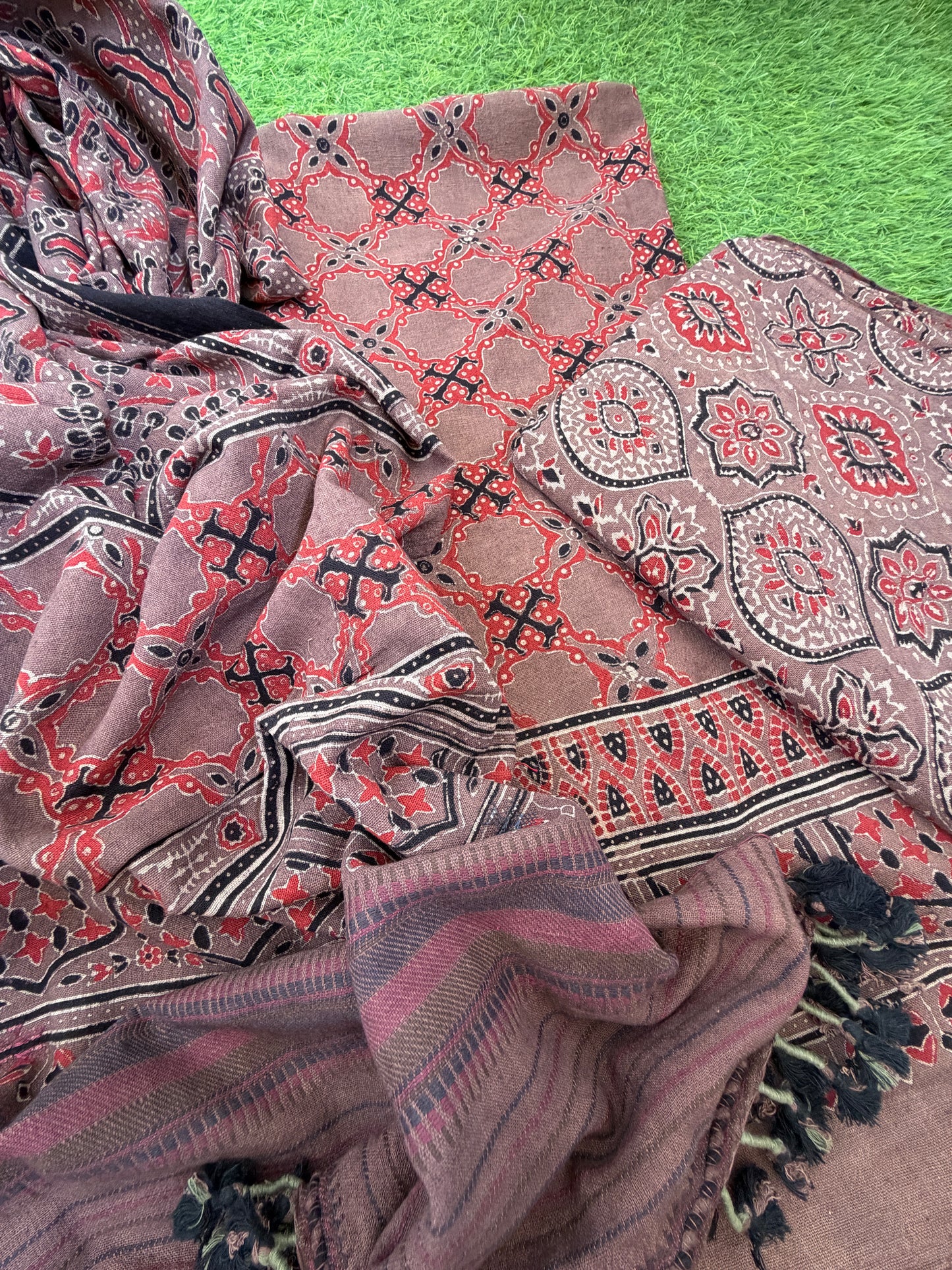 Kala Cotton Ajrakh Kurta bottom and dupatta