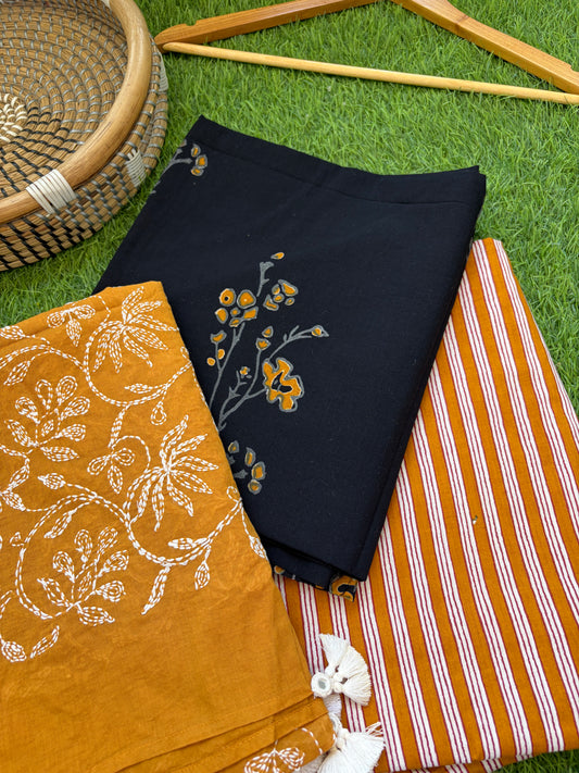 Cotton kurta bottom and Mul tepchi dupatta