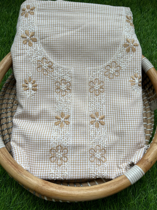 Cotton check chikan kurta