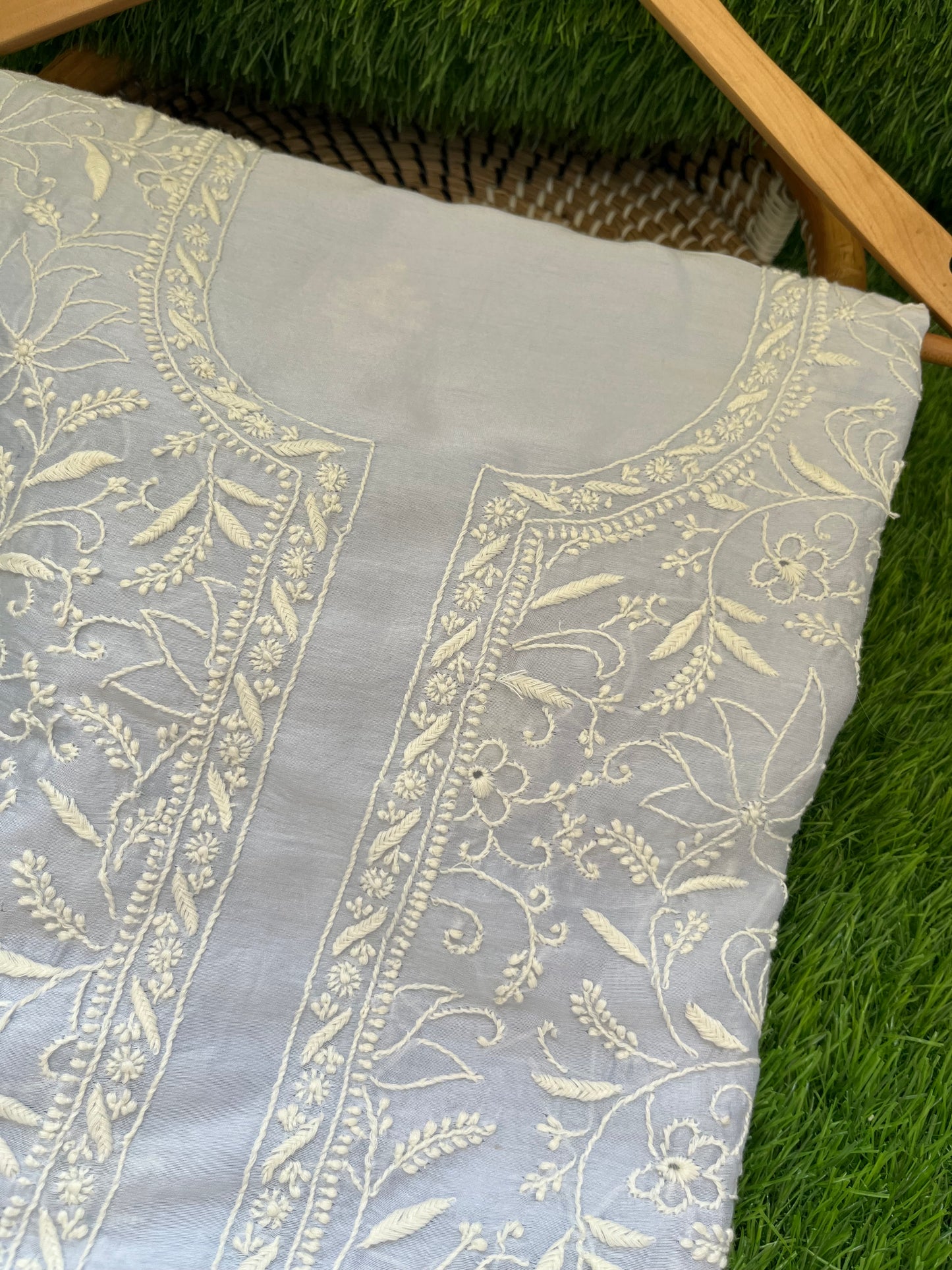 Chanderi chikankari kurta