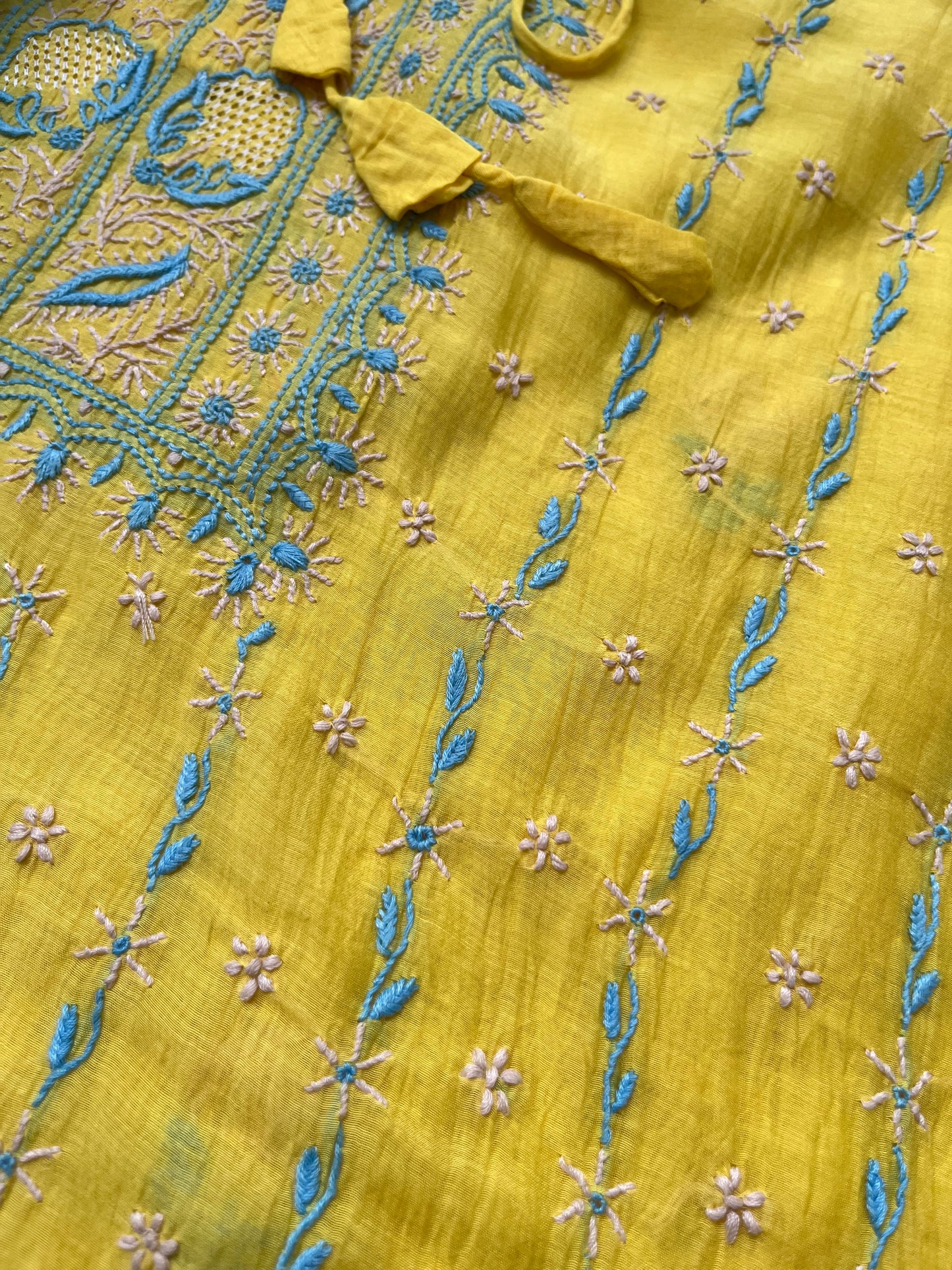 Chanderi Chikankari Kurta silk Dupatta