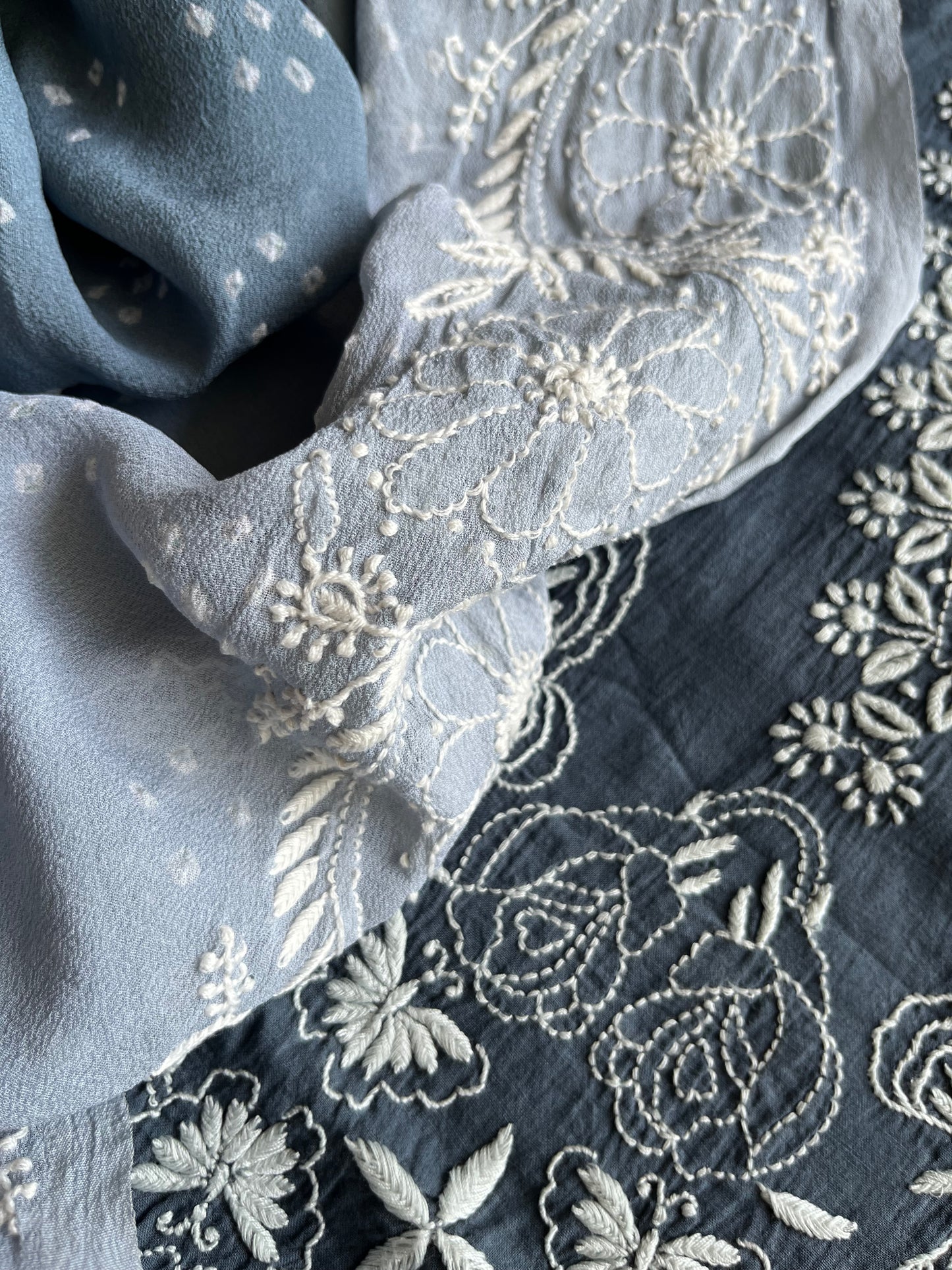 Chanderi Chikankari kurta with tussar dupatta