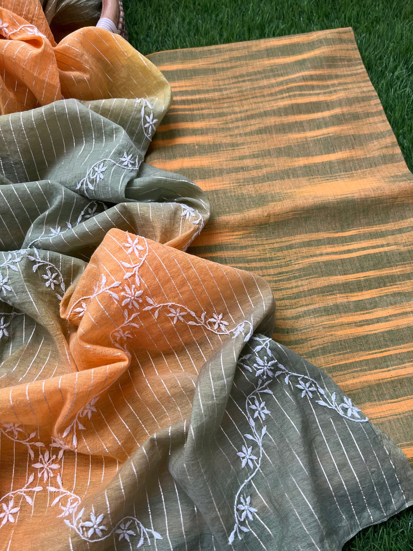 Chanderi Chikankari Dupatta khadi cotton kurta Fabric