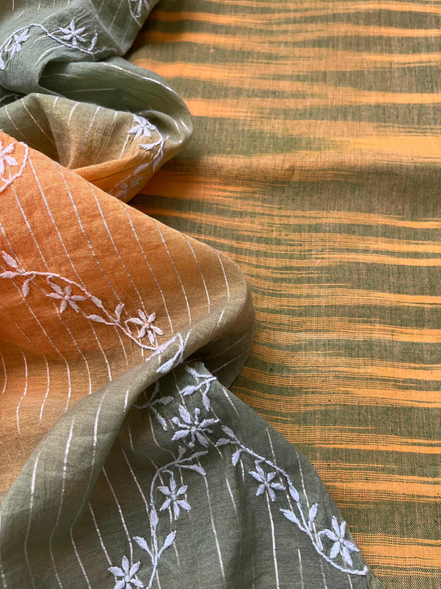 Chanderi Chikankari Dupatta khadi cotton kurta Fabric