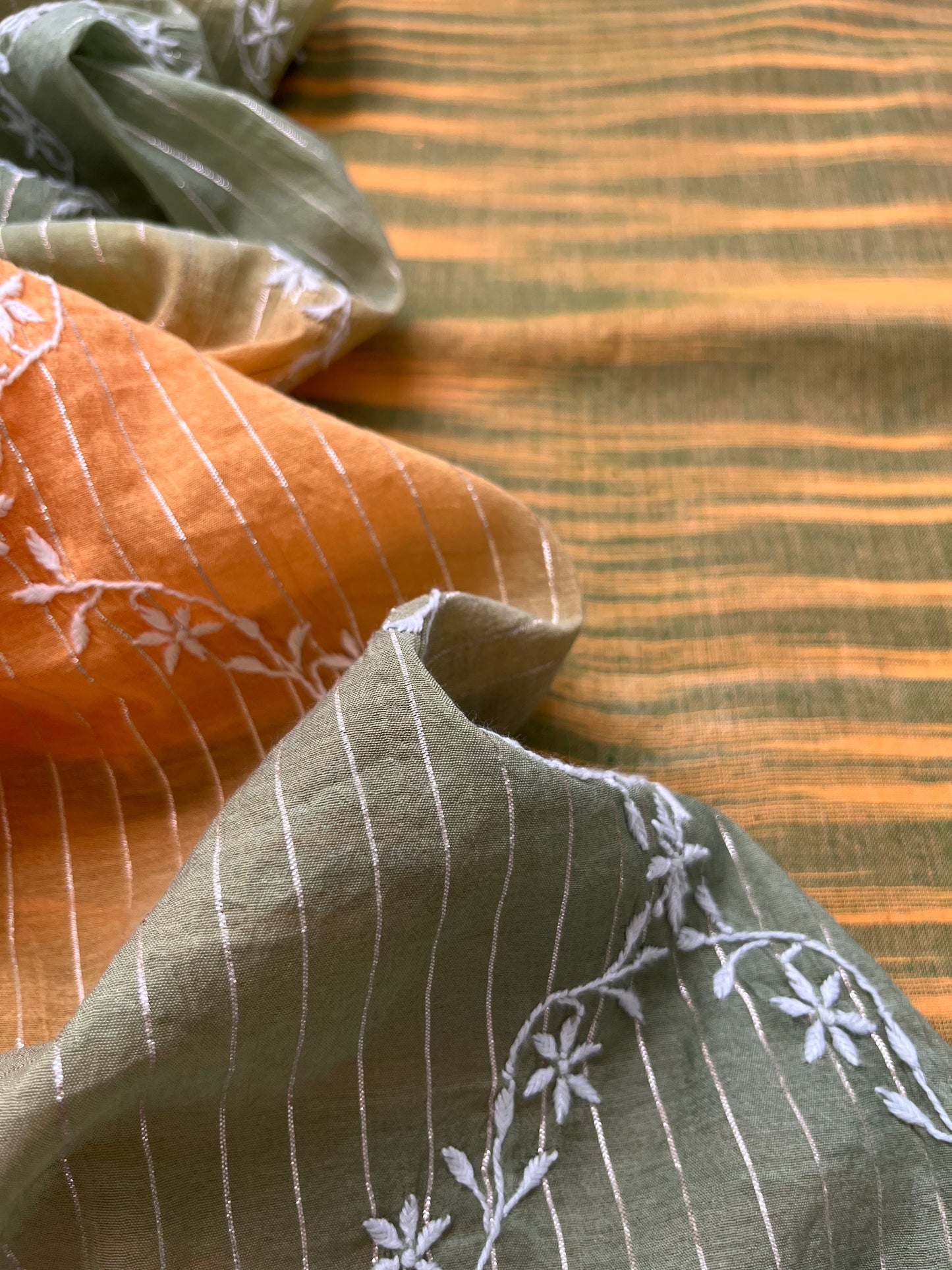 Chanderi Chikankari Dupatta khadi cotton kurta Fabric