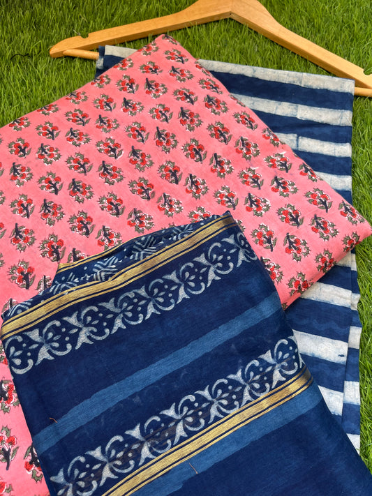 Cotton kurta bottom chanderi dupatta