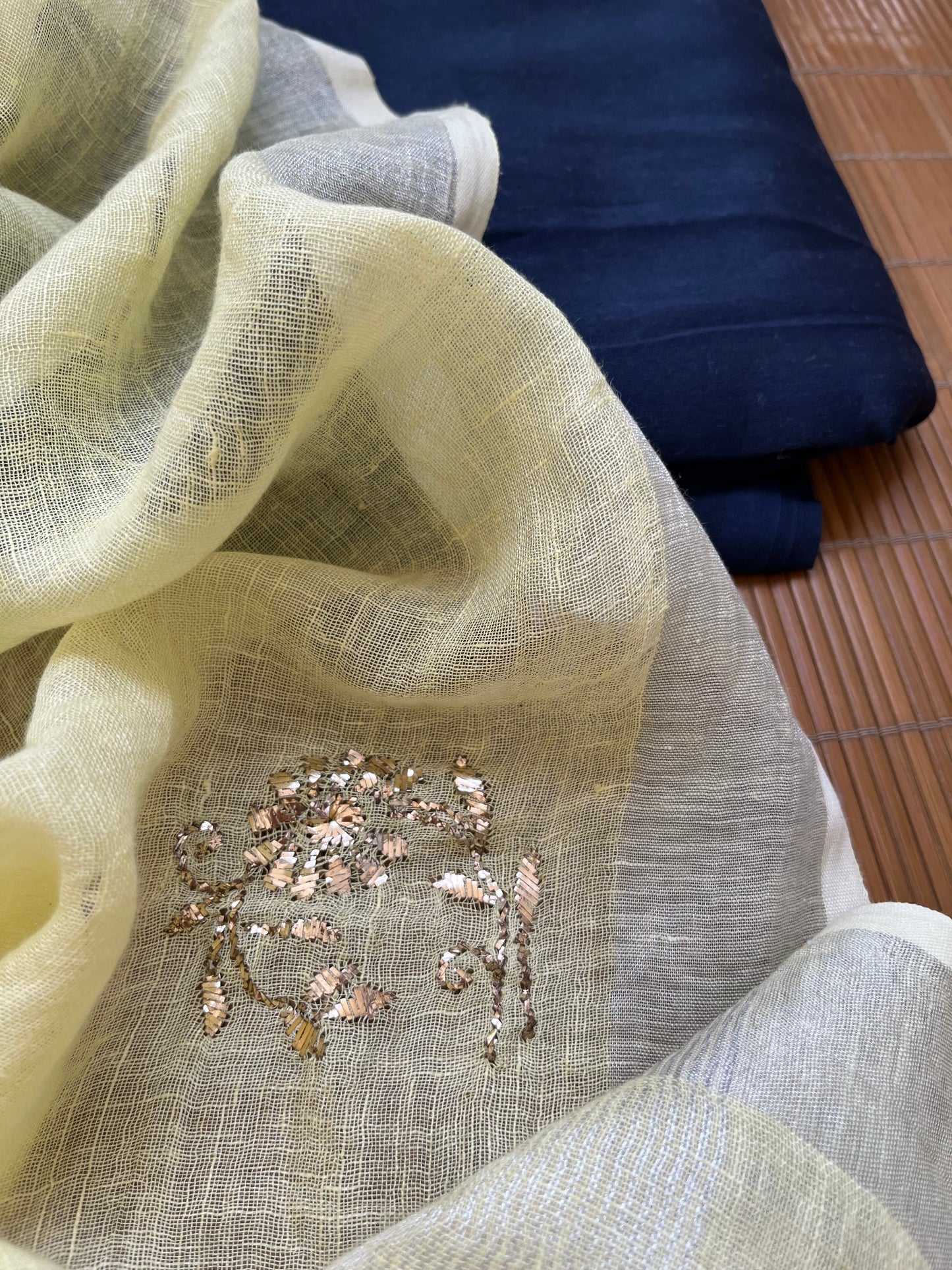 Linen Mukaish work Dupatta