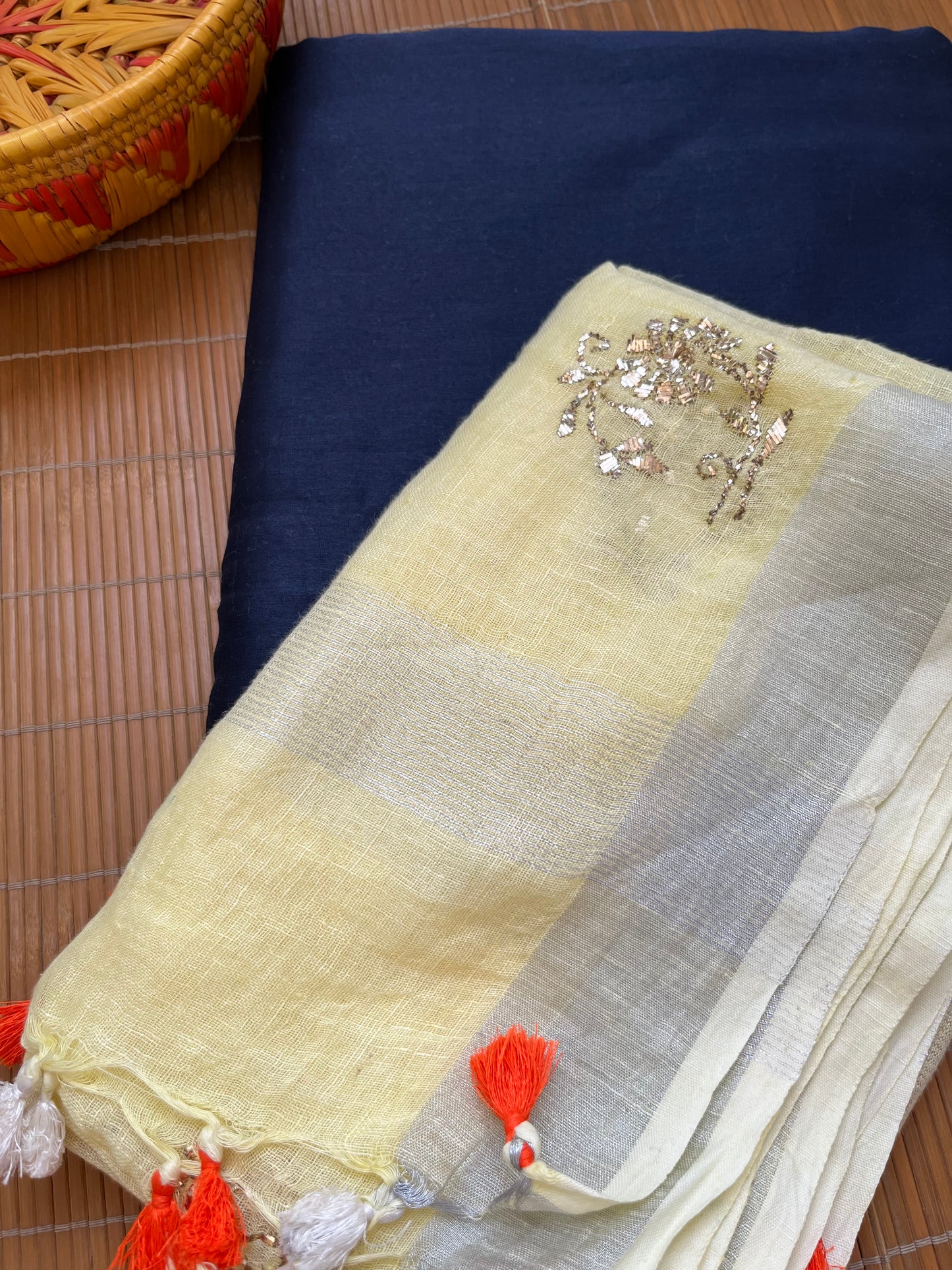 Linen Mukaish work Dupatta