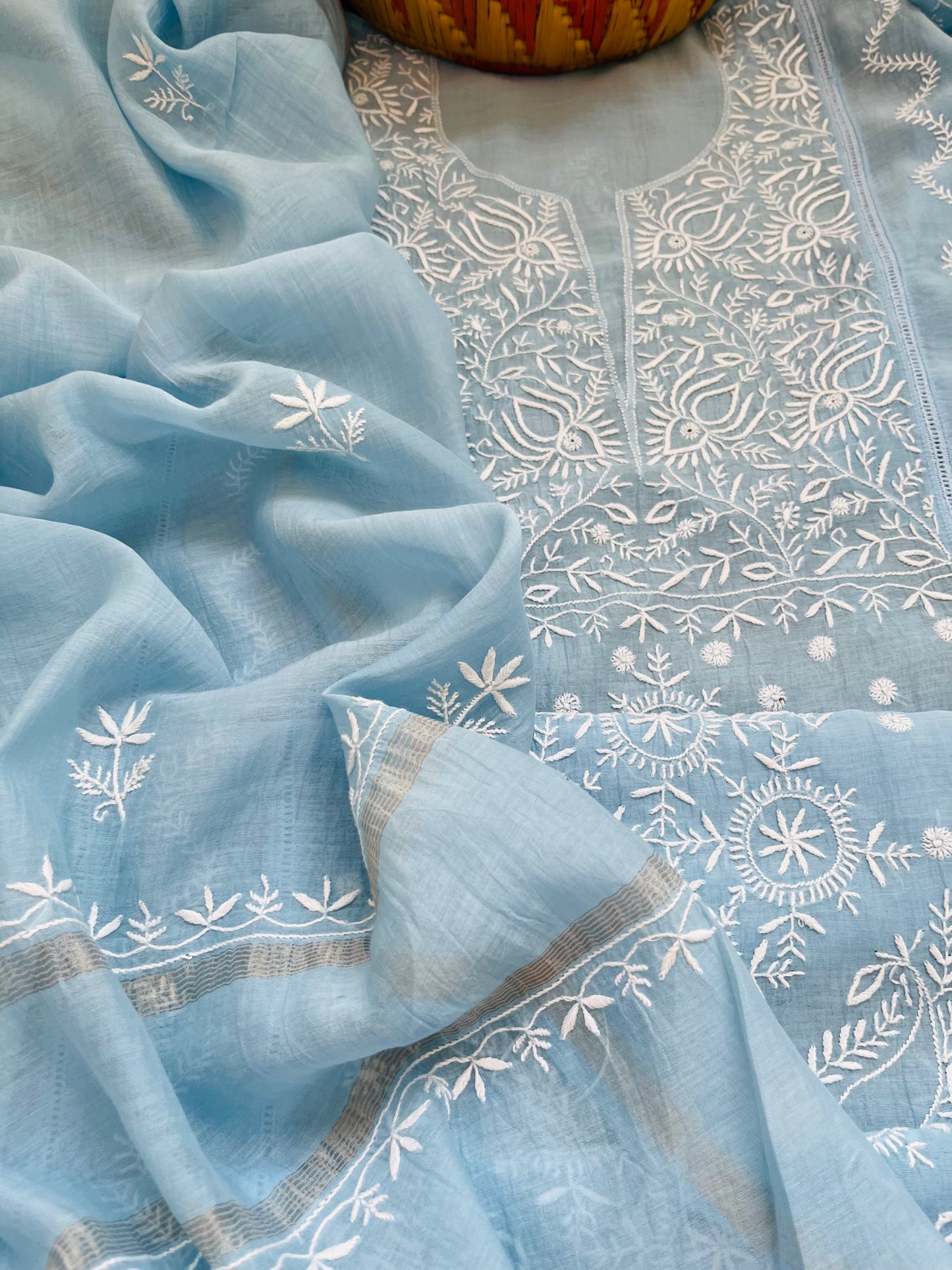 Chanderi Chikankari Kurta Dupatta