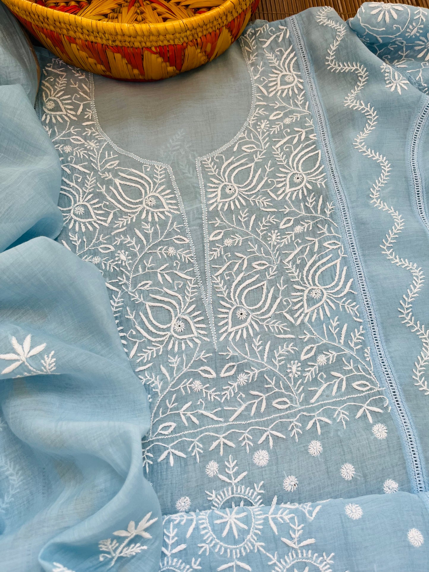 Chanderi Chikankari Kurta Dupatta