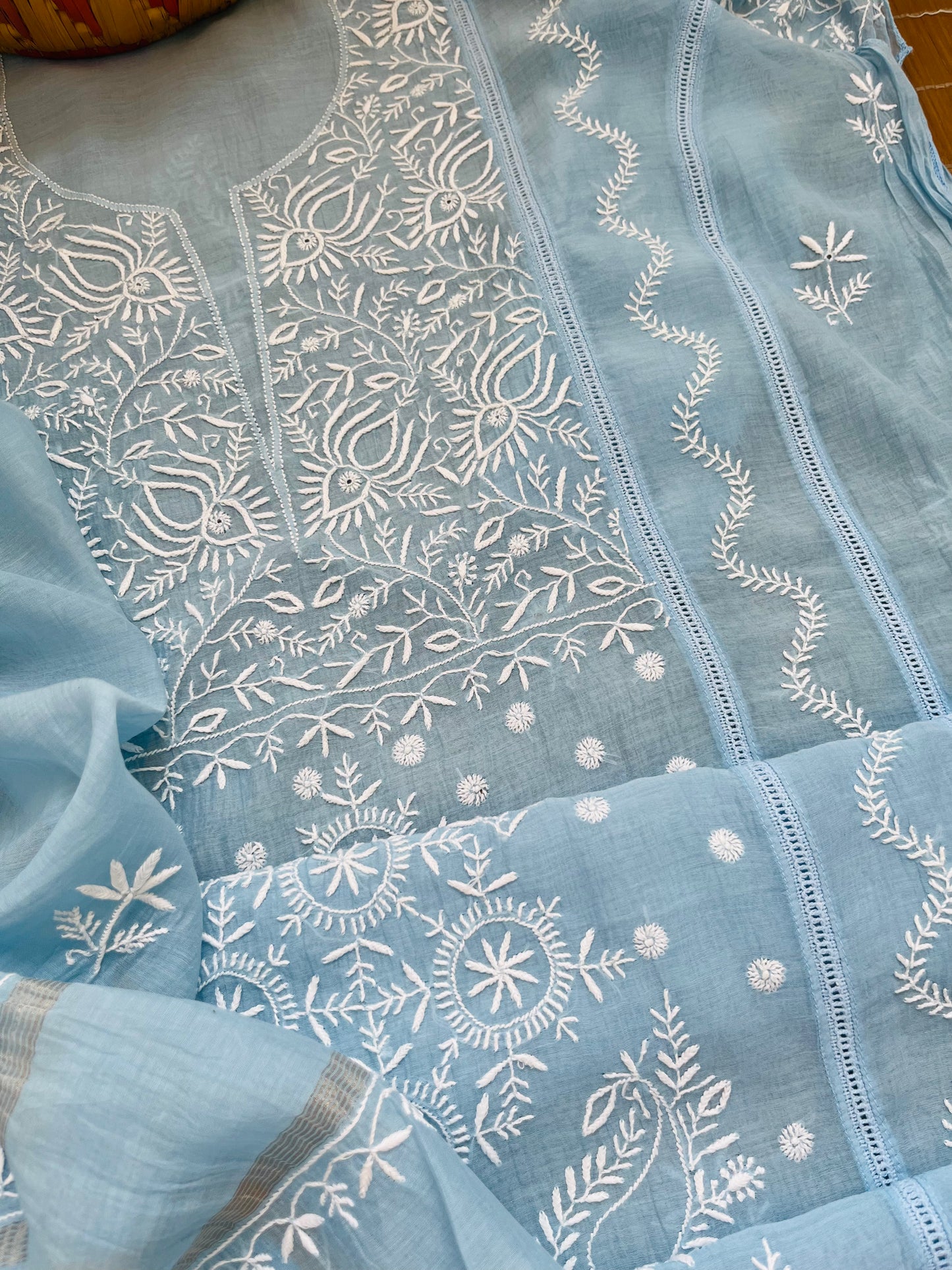 Chanderi Chikankari Kurta Dupatta