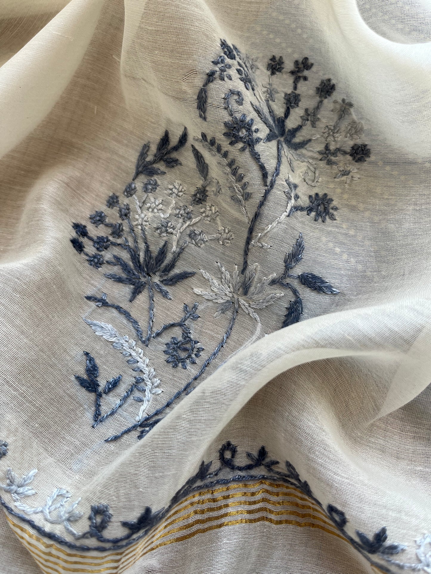 Cotton silk kurta Chanderi chikankari dupatta