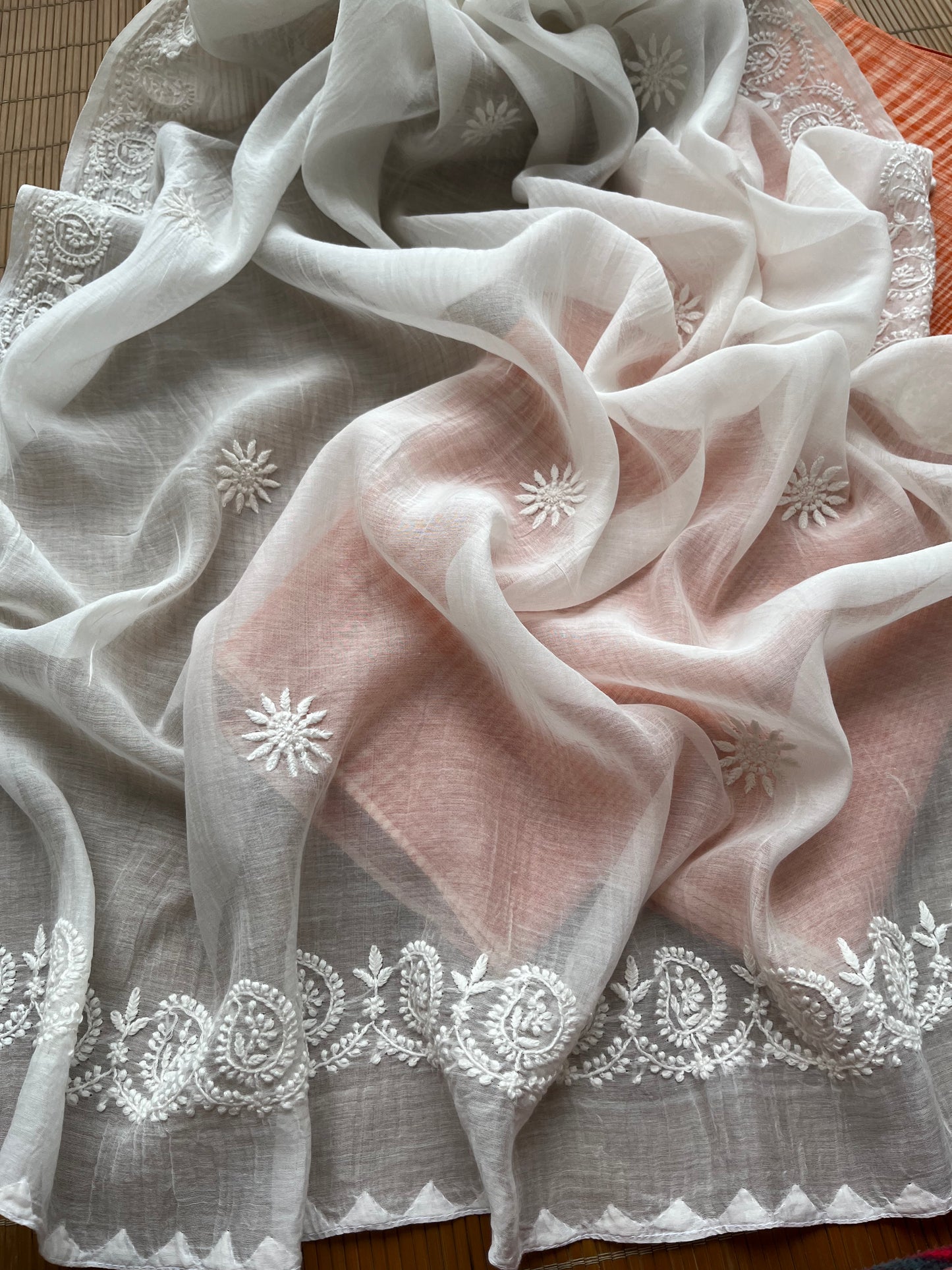 Khadi fabric chikankari Dupatta