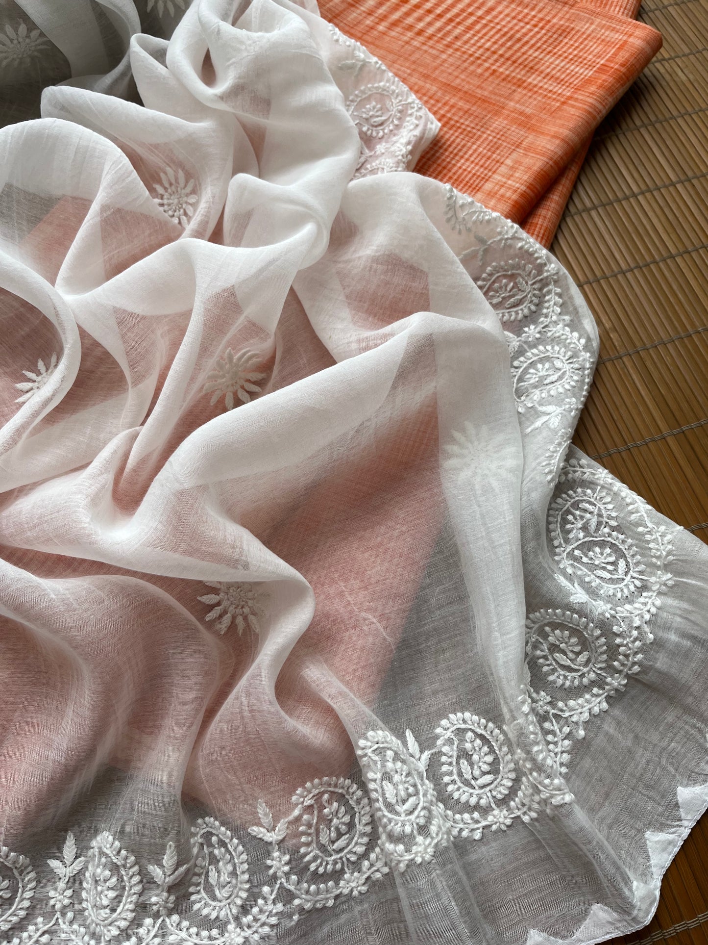 Khadi fabric chikankari Dupatta