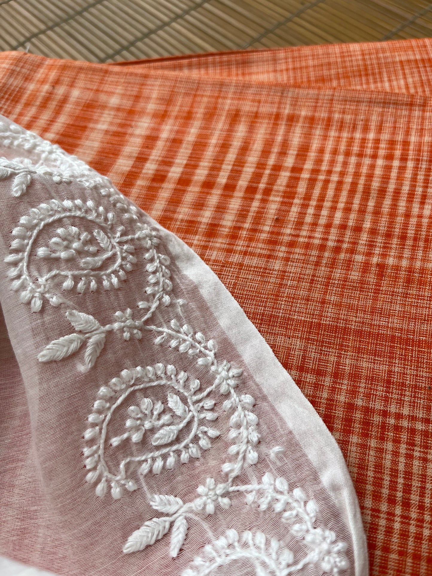 Khadi fabric chikankari Dupatta