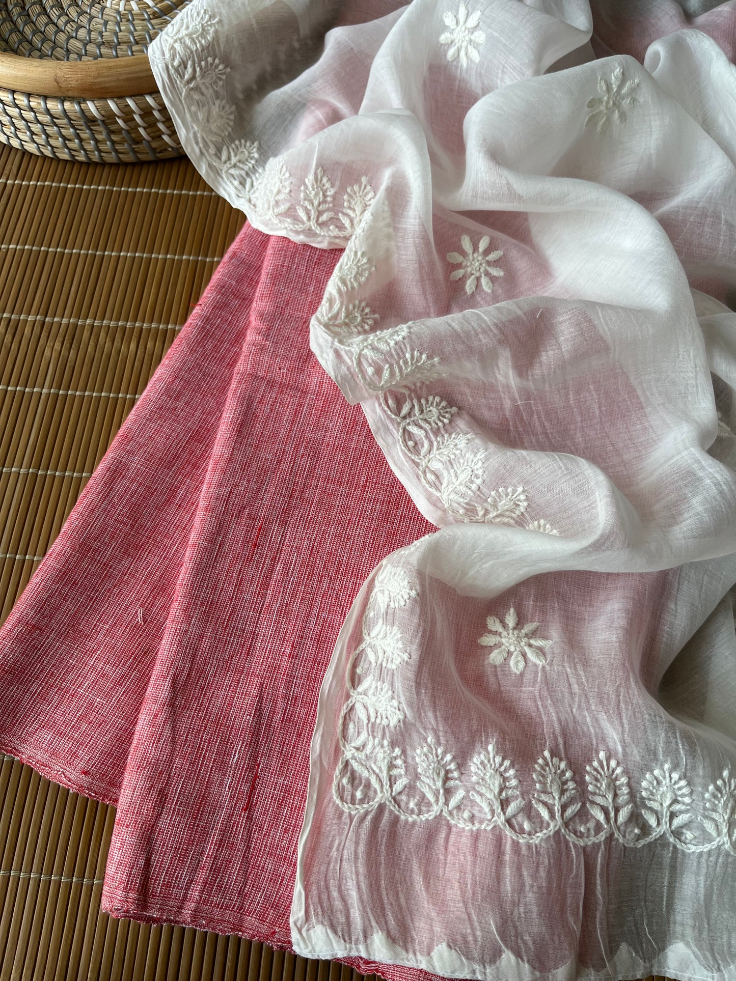 Khadi fabric chikankari Dupatta