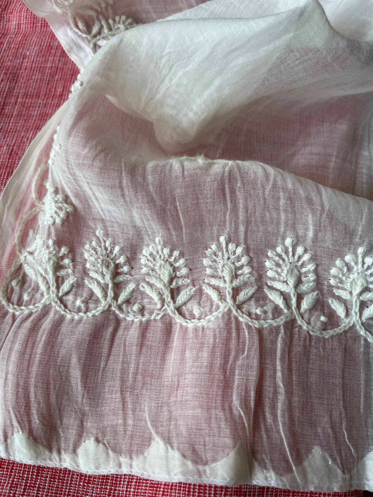 Khadi fabric chikankari Dupatta