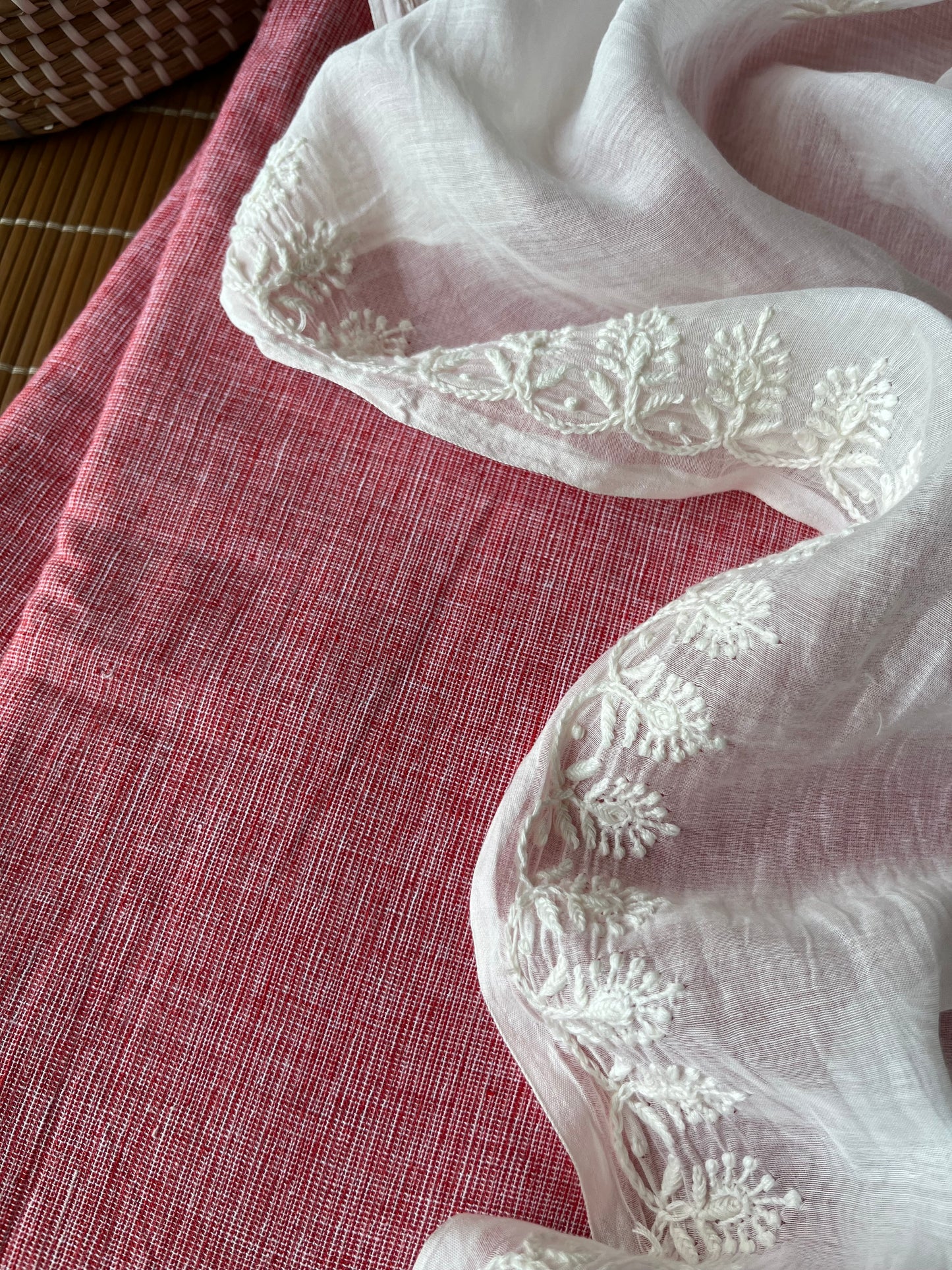 Khadi fabric chikankari Dupatta