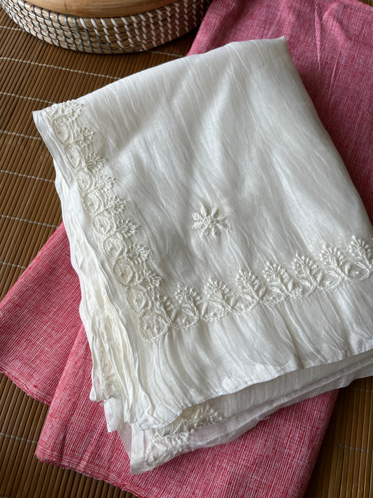 Khadi fabric chikankari Dupatta